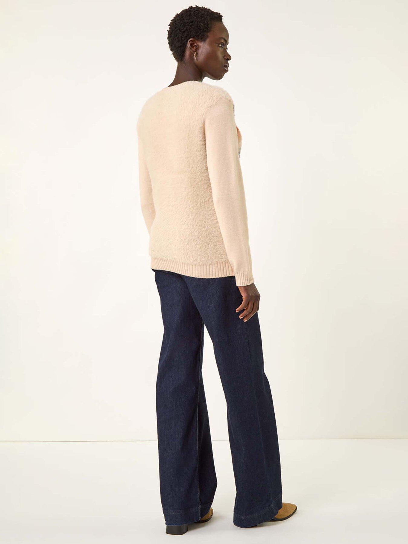  image of roman-fluffy-stripe-knit-jumper-ivory