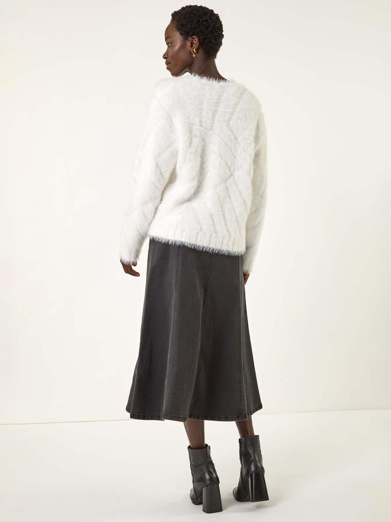  image of roman-fluffy-stripe-knit-jumper-ivory