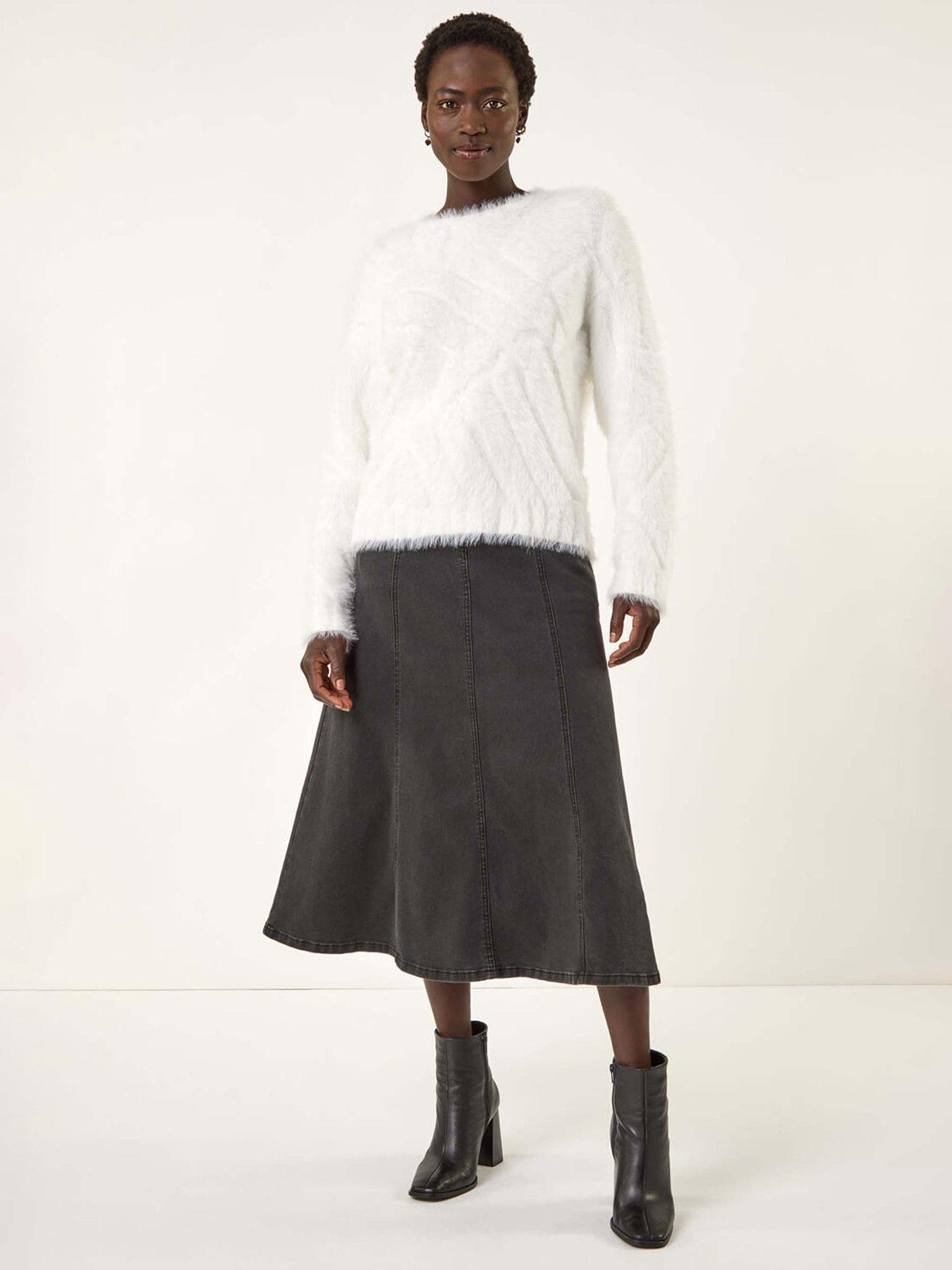  image of roman-fluffy-stripe-knit-jumper-ivory