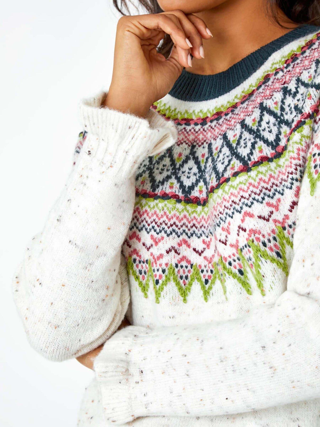  image of roman-fairisle-frill-detail-stretch-jumper-multi