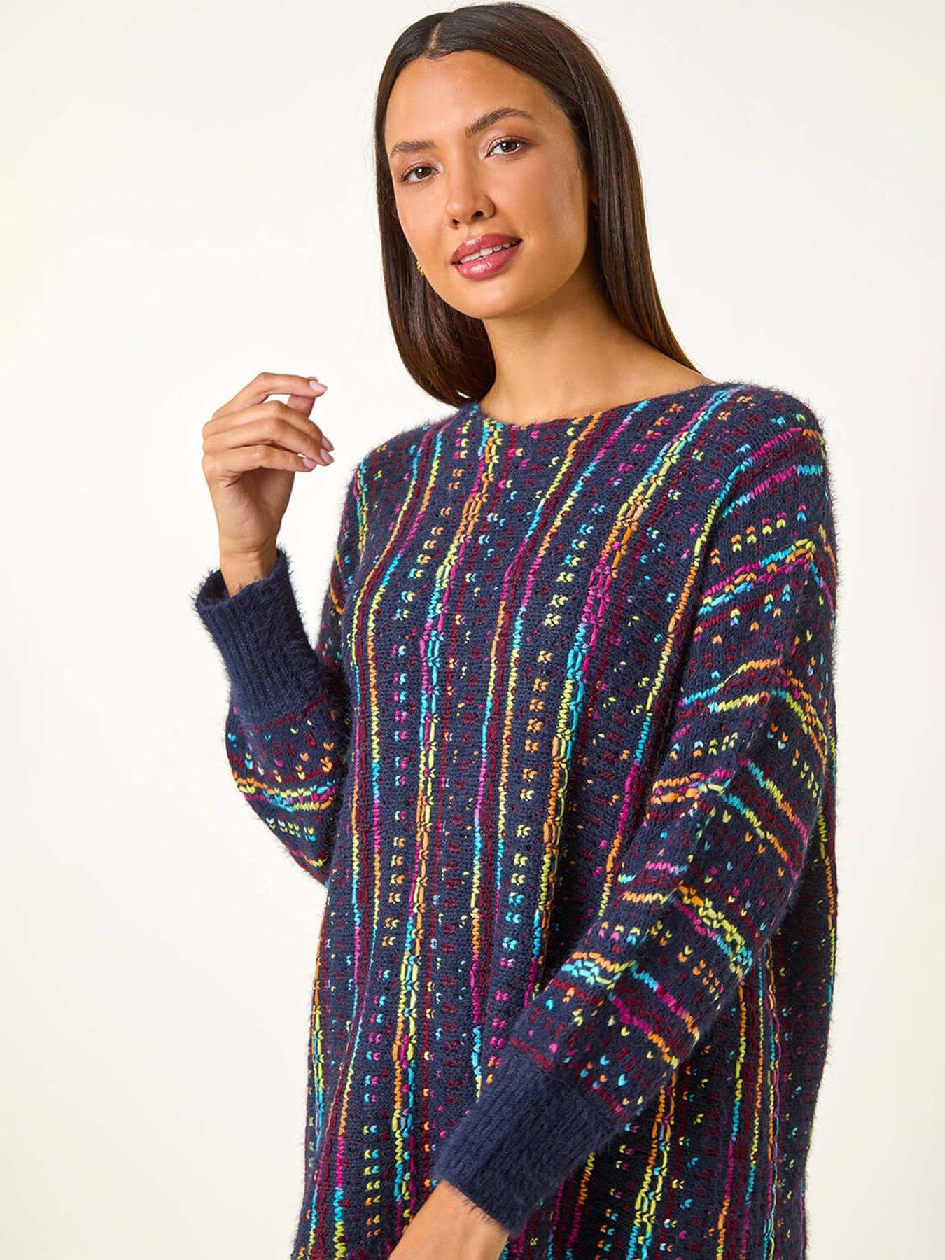 Image 4 of 5 of Roman Fringe Hem Knit Longline Jumper - Midnight Blue