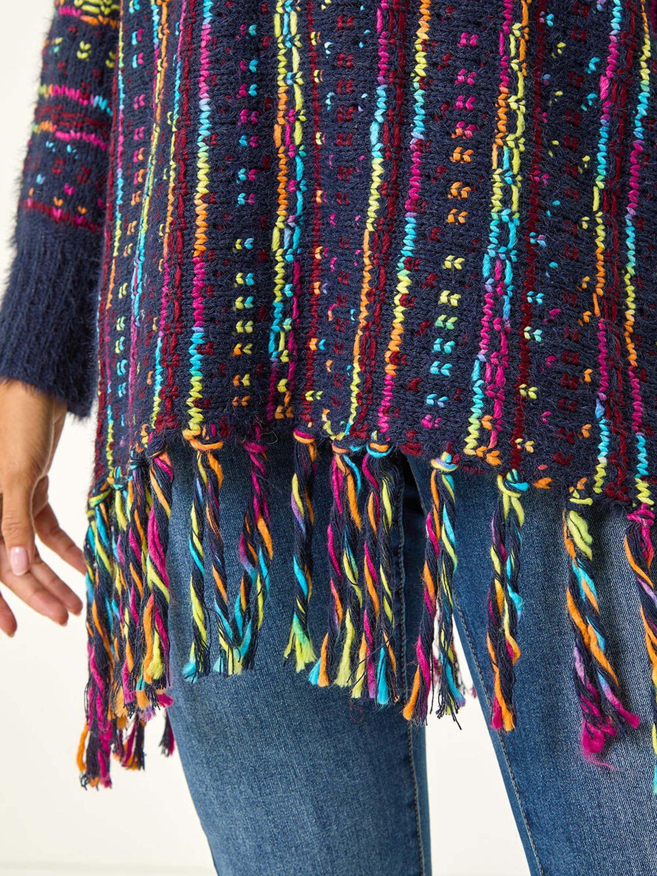 Image 5 of 5 of Roman Fringe Hem Knit Longline Jumper - Midnight Blue