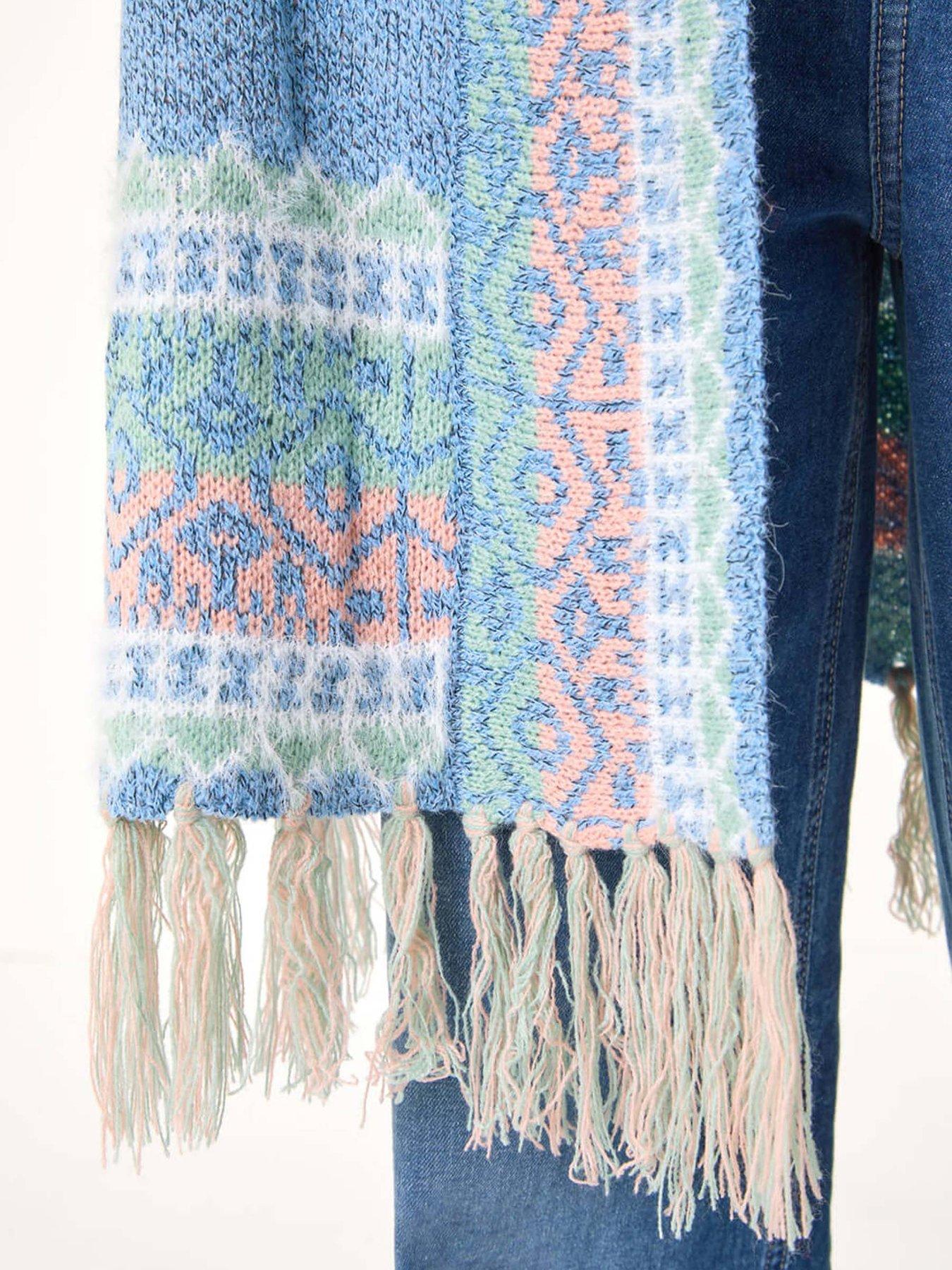  image of roman-patterened-fringe-cardigan-light-blue
