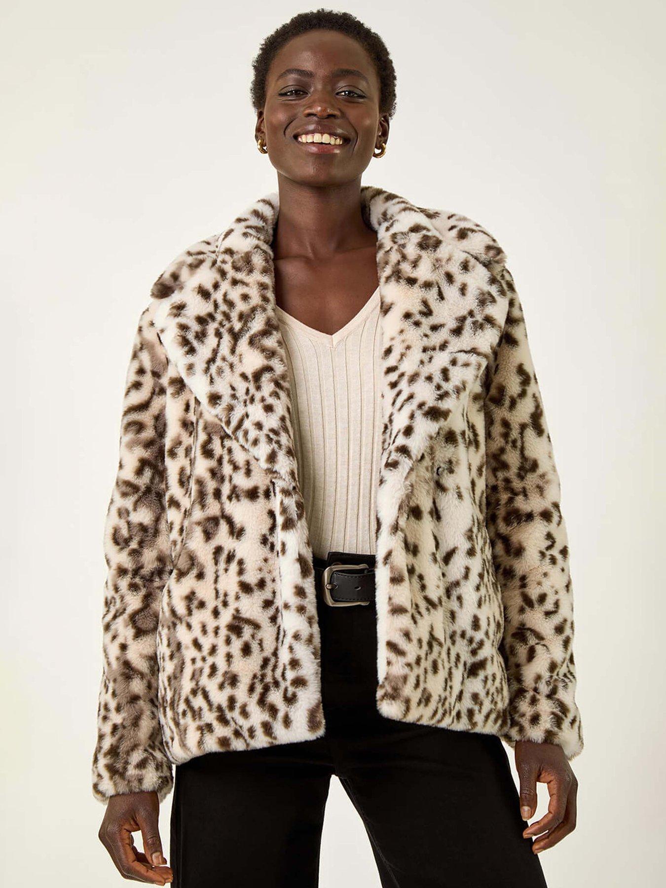  image of roman-faux-animal-fur-coat-brown