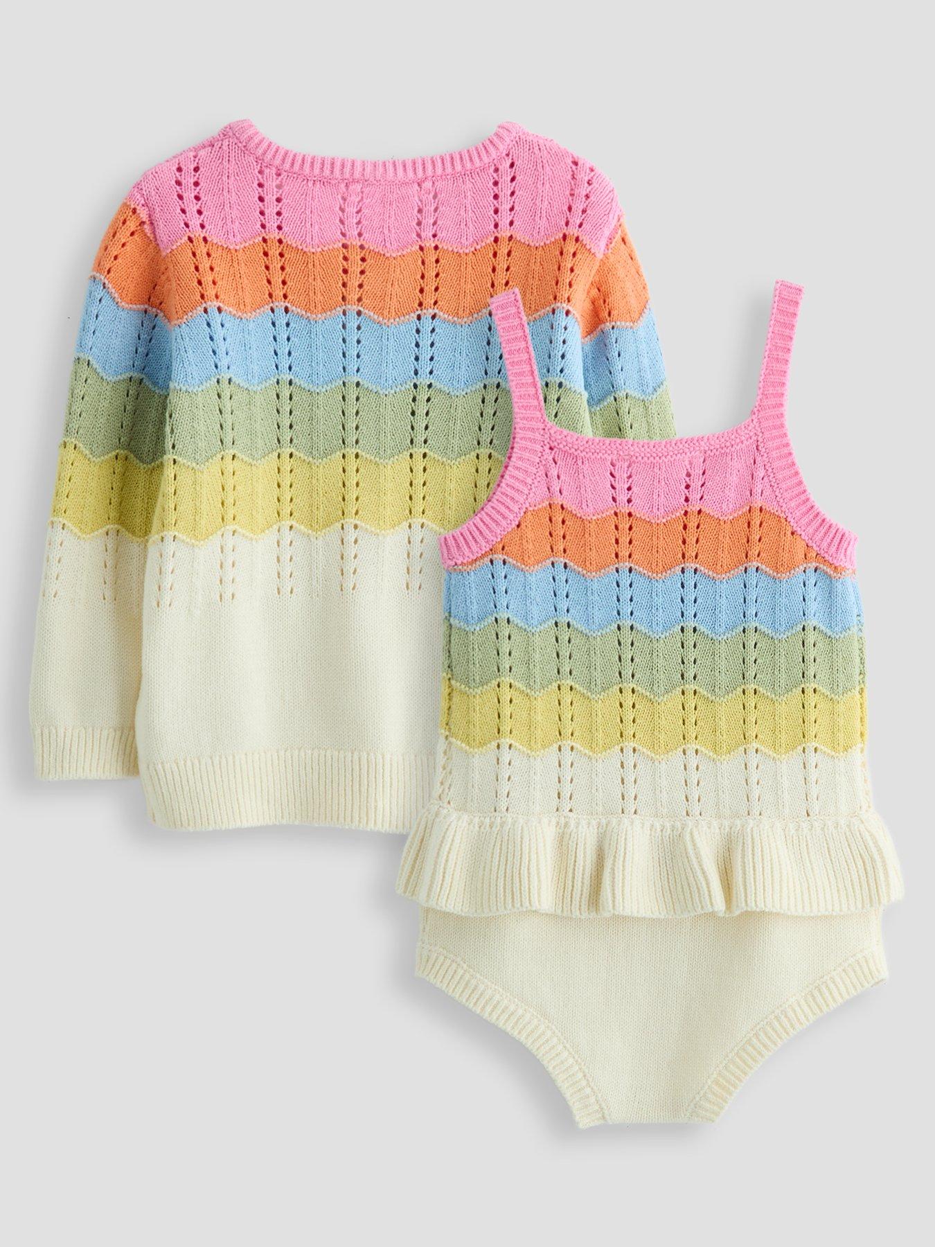 Image 2 of 6 of The Very Collection Ombre Knit Romper and Cardigan Set - Orange