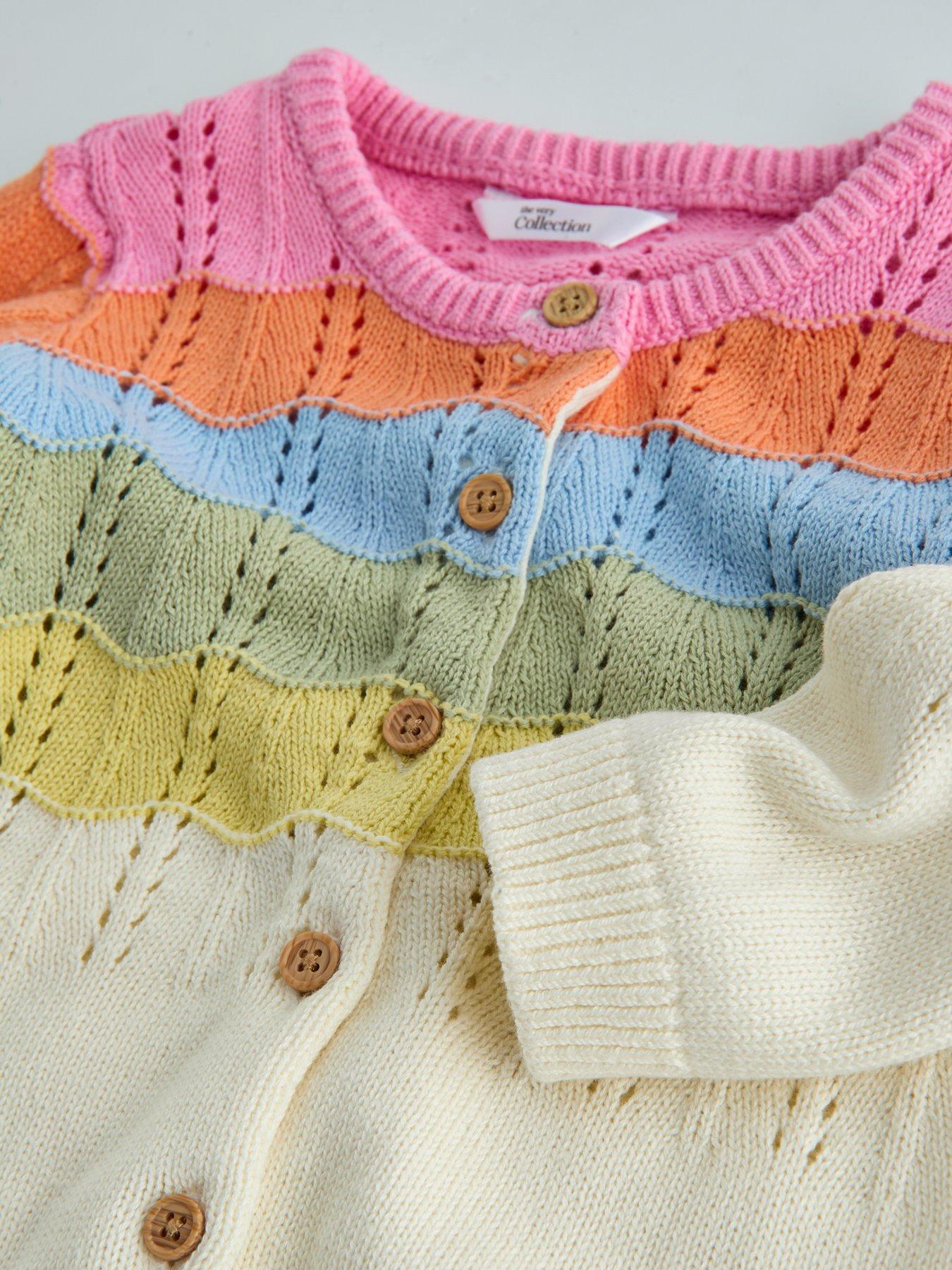 Image 4 of 6 of The Very Collection Ombre Knit Romper and Cardigan Set - Orange