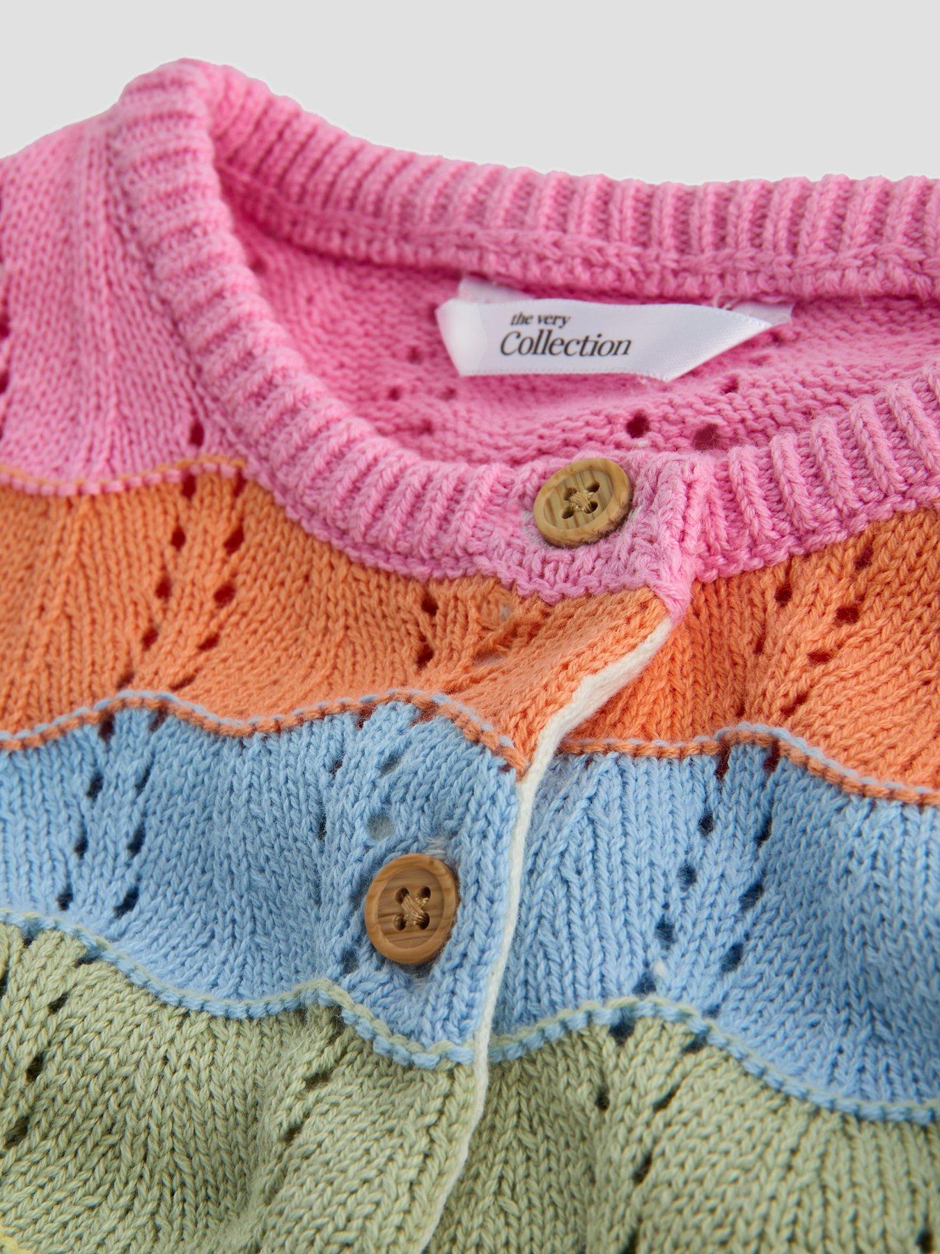 Image 5 of 6 of The Very Collection Ombre Knit Romper and Cardigan Set - Orange