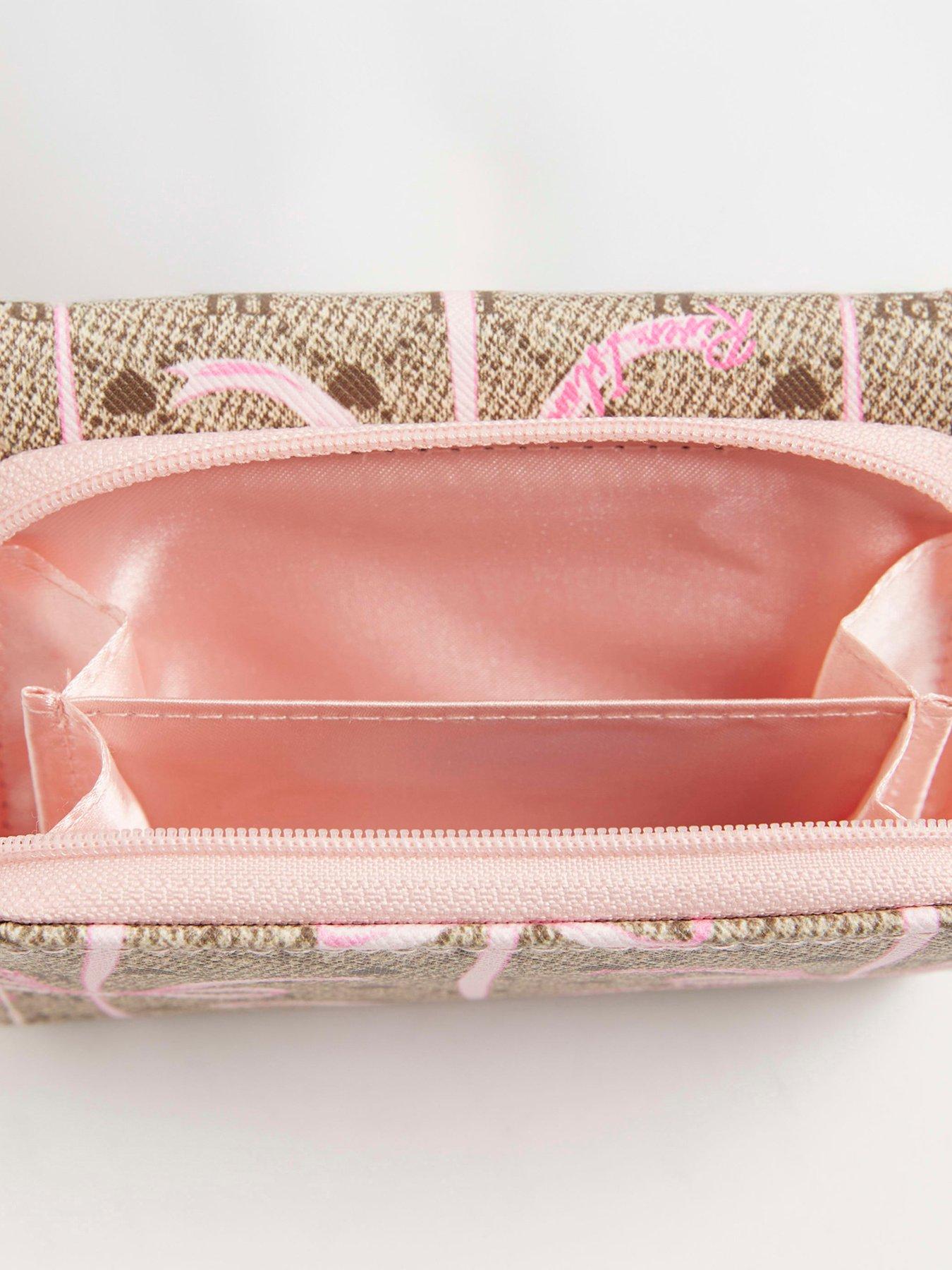 Image 4 of 5 of River Island Older Girls Monogram Bow Purse - Brown