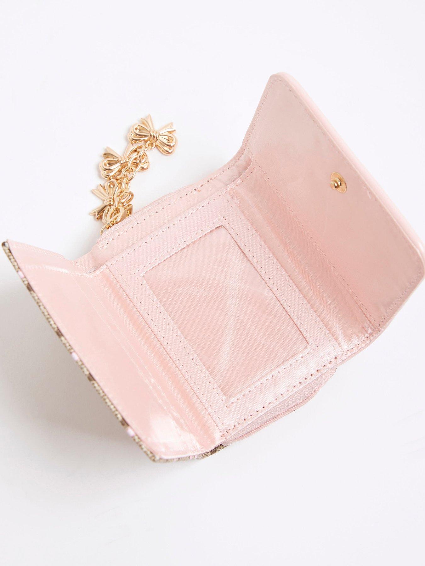 Image 5 of 5 of River Island Older Girls Monogram Bow Purse - Brown