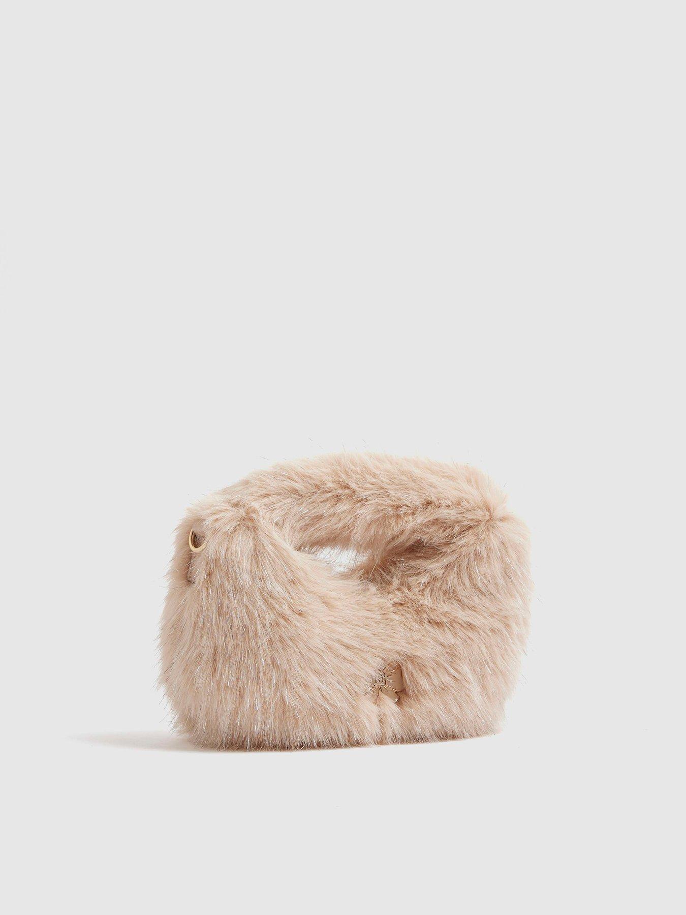 Image 2 of 5 of River Island Older Girls Tinsel Faux Fur Grab Bag - Pink