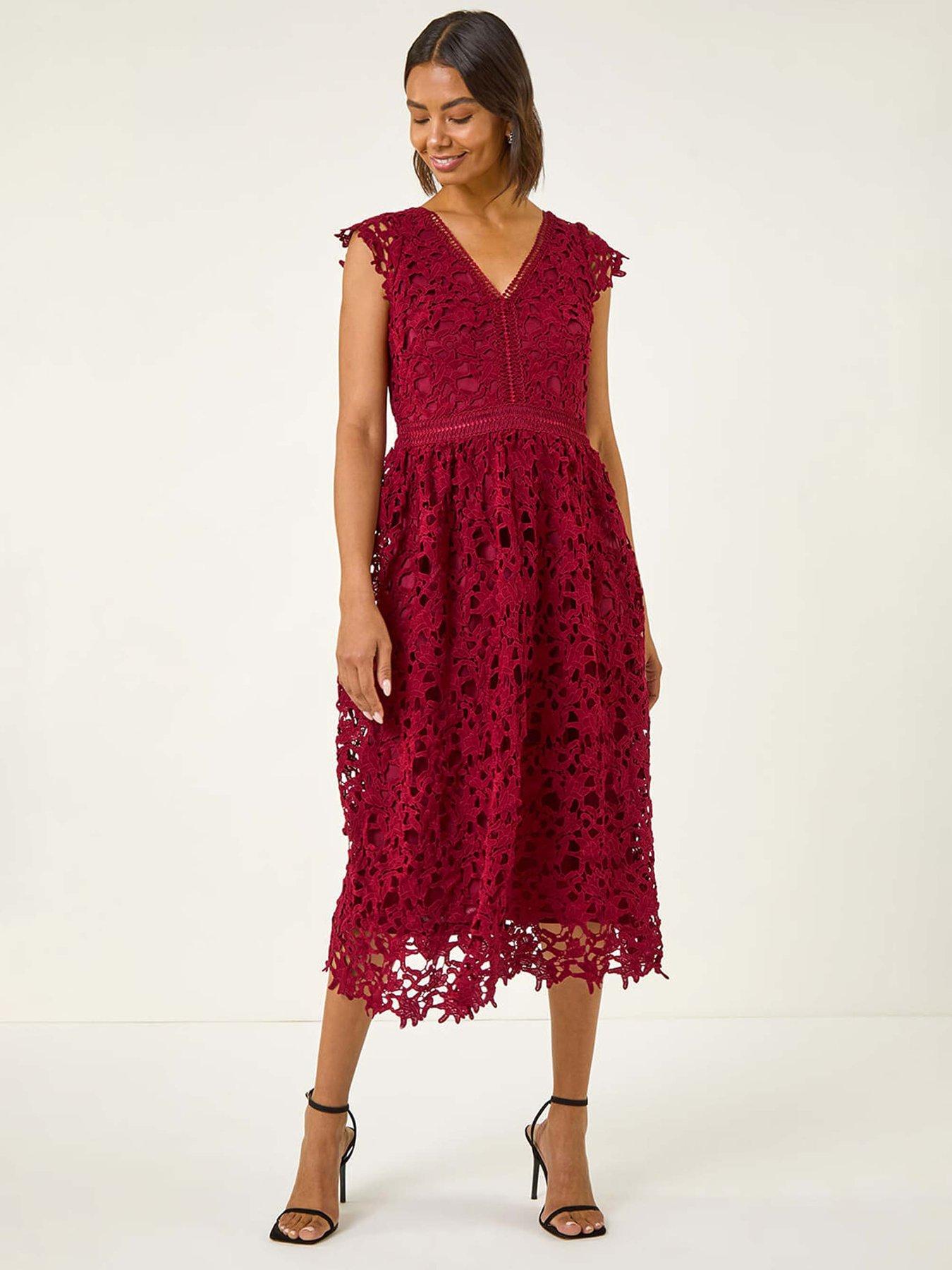  image of roman-premium-crochet-lace-midi-dress-burgundy