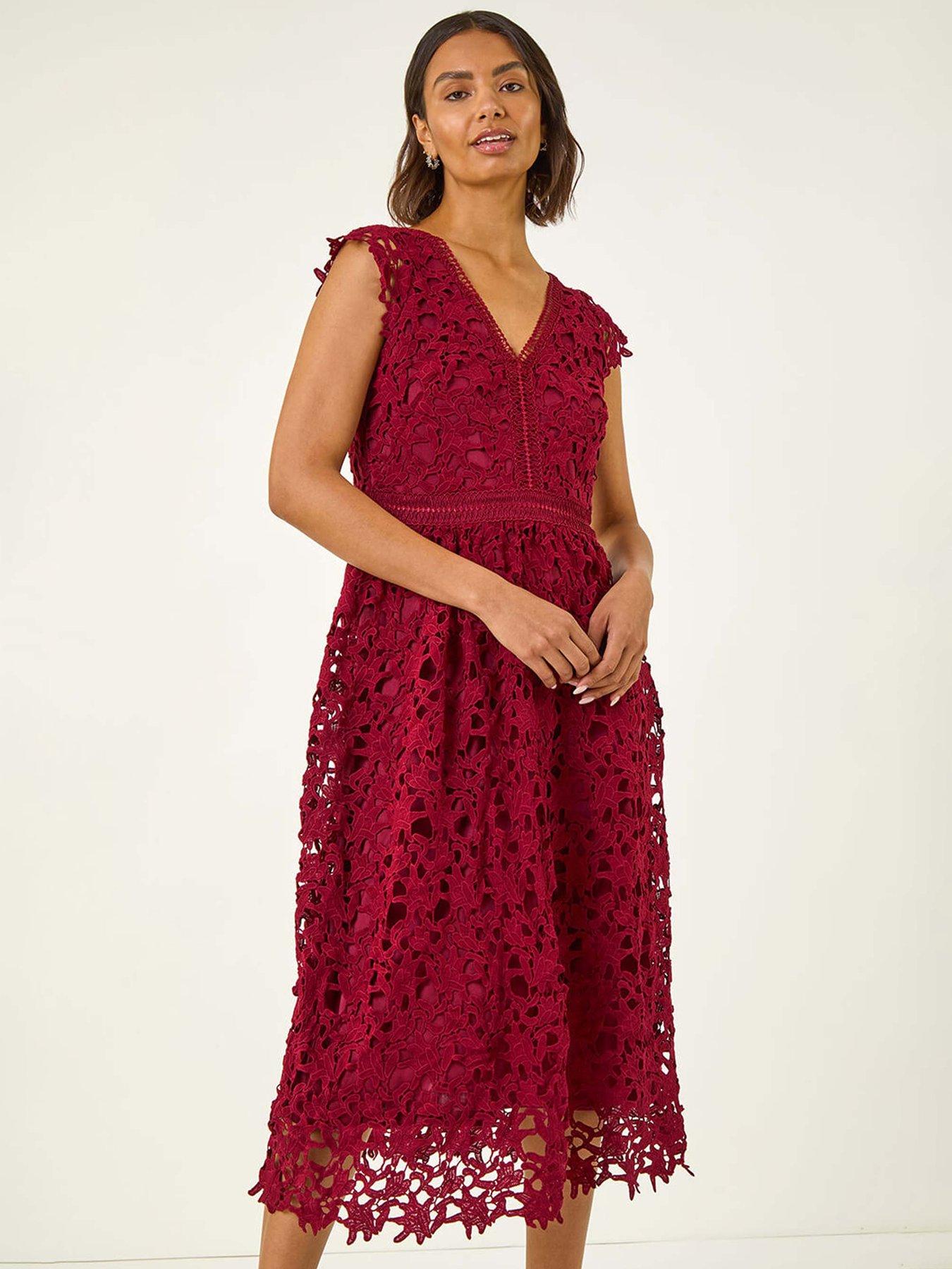  image of roman-premium-crochet-lace-midi-dress-burgundy