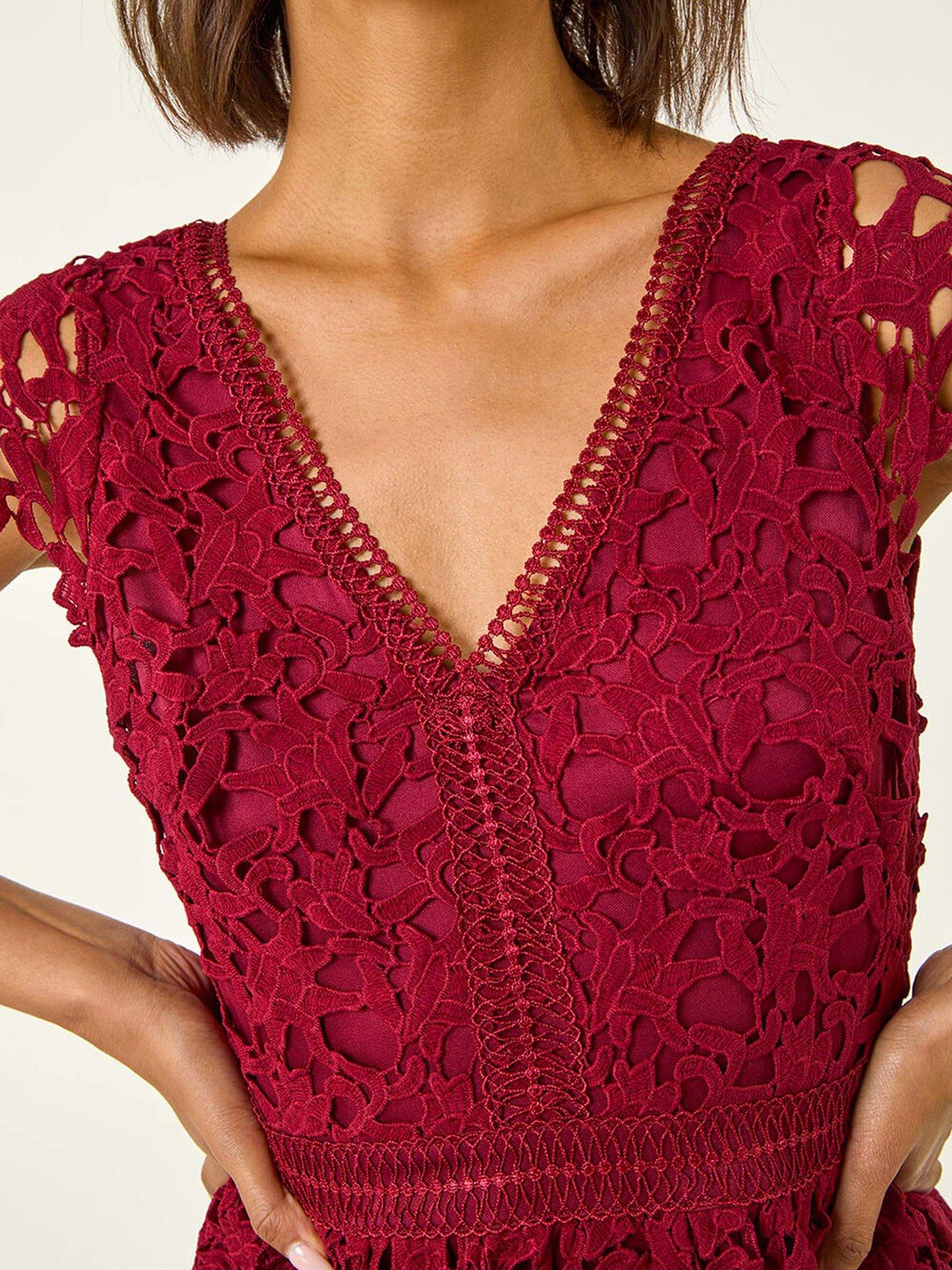  image of roman-premium-crochet-lace-midi-dress-burgundy