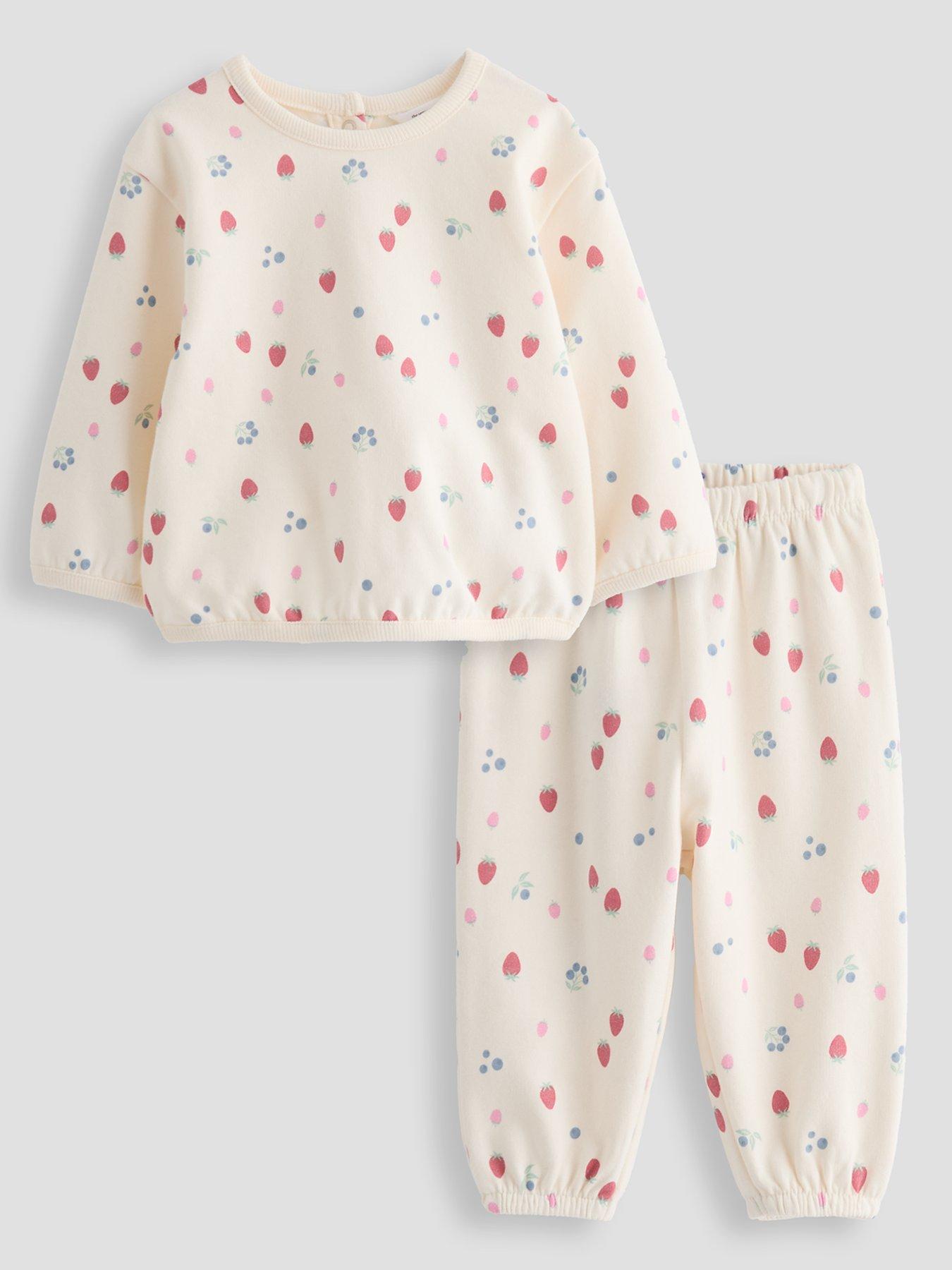 Image 1 of 4 of The Very Collection Fruit Print 2 Piece Top and Joggers Set - Cream