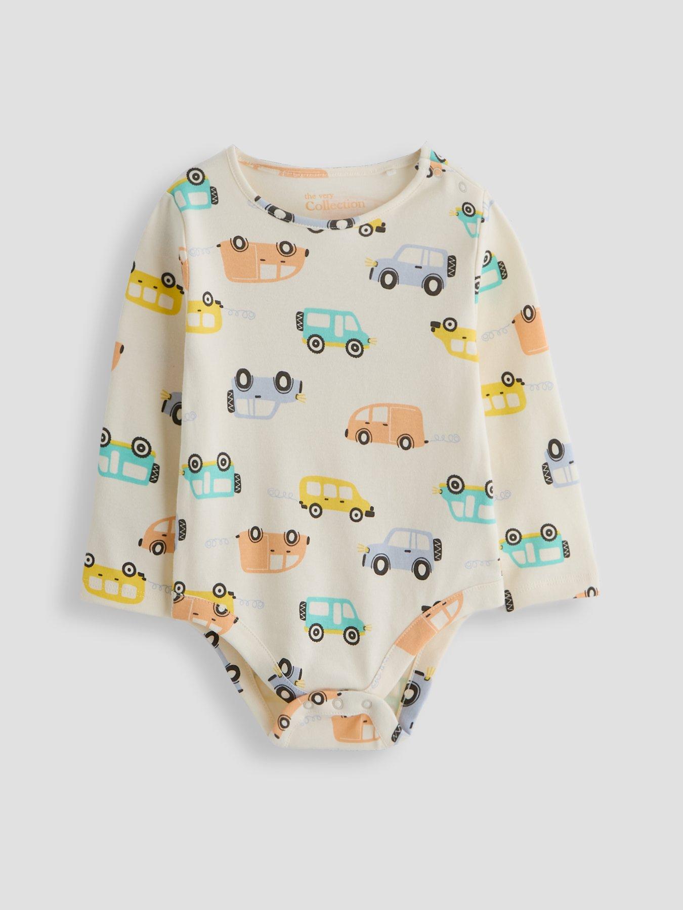 Image 3 of 4 of The Very Collection Transport Print Long Sleeve Tshirt And Dungaree Set - Cream