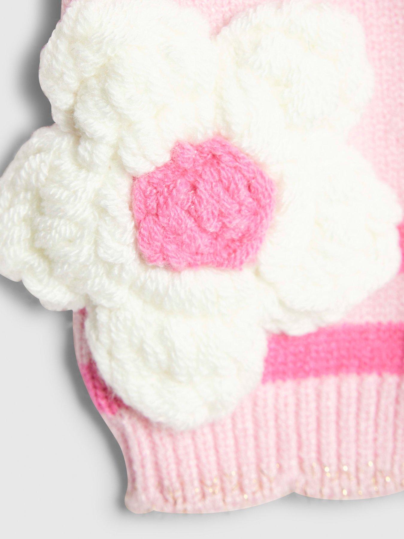 Image 4 of 5 of River Island Baby Girls Stripe Flower Cardigan Set - Pink