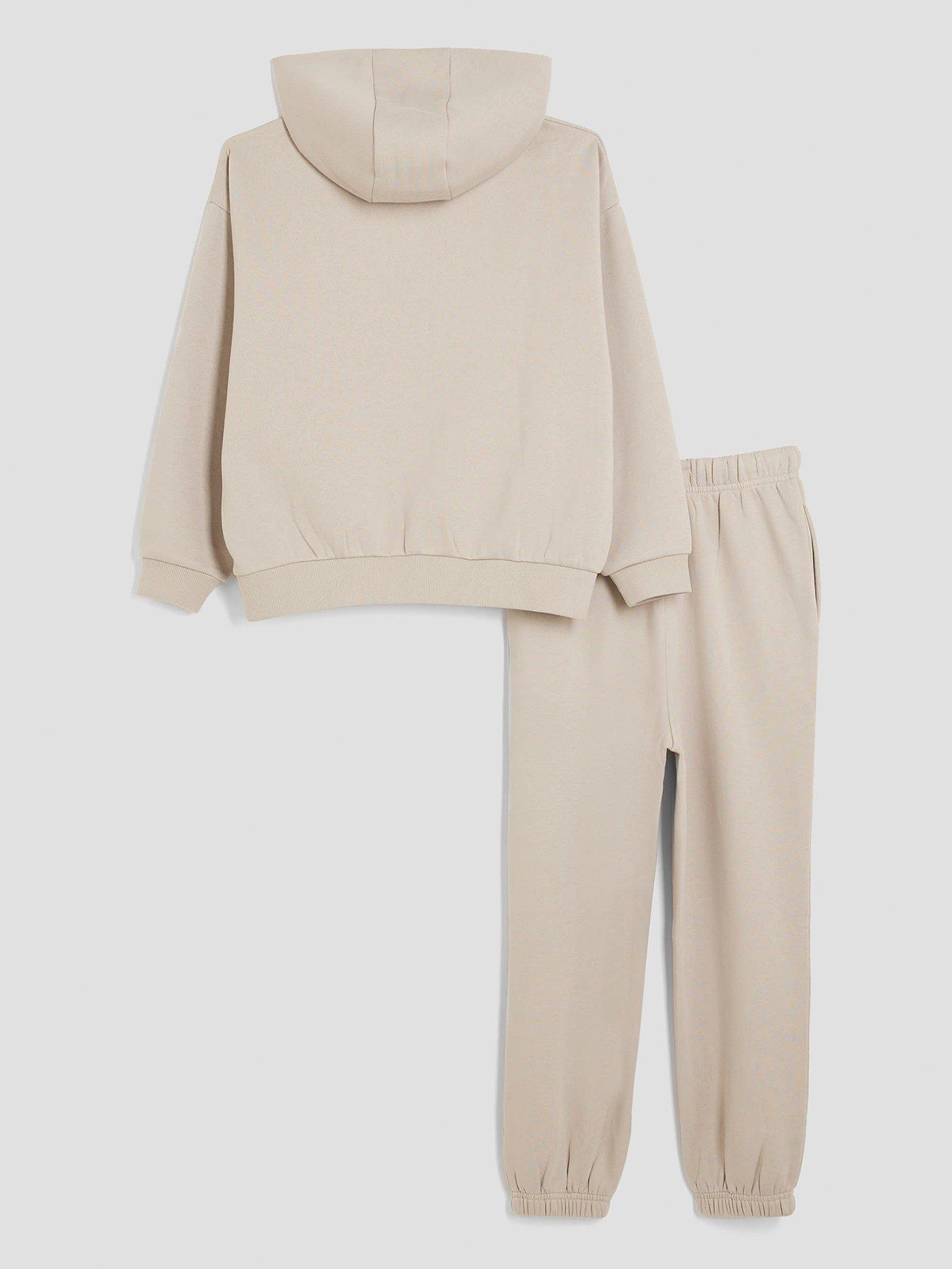 back image of river-island-older-boys-rr-hoodie-and-joggers-set-beige