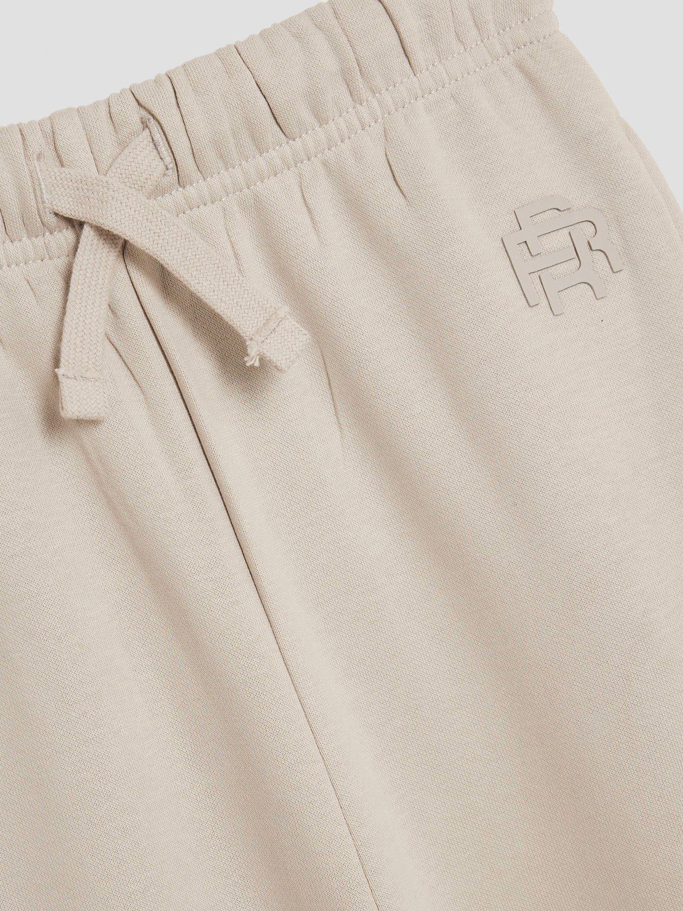  image of river-island-older-boys-rr-hoodie-and-joggers-set-beige