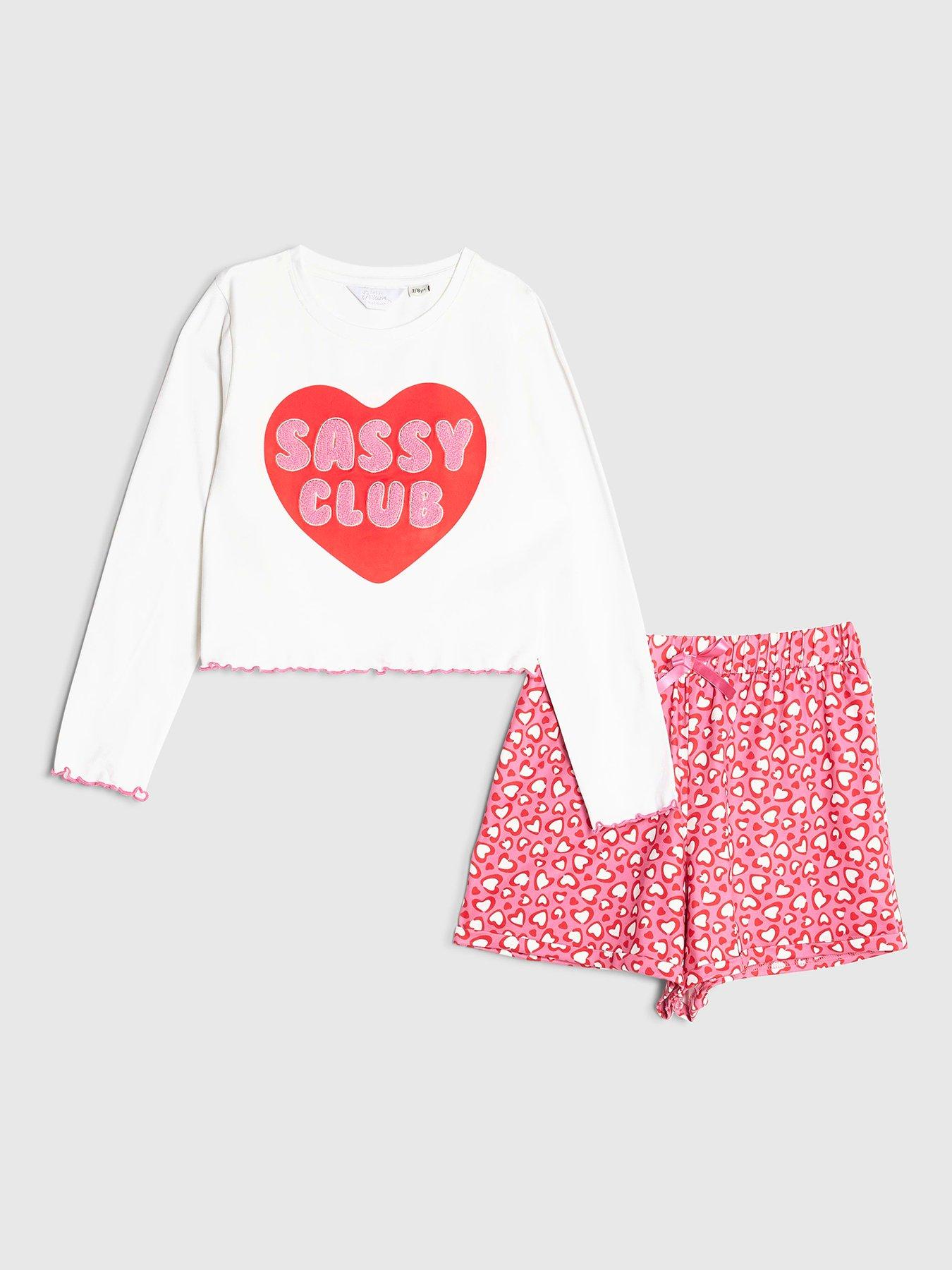 River Island Older Girls Sassy Club Long Sleeve Pyjamas - Pink