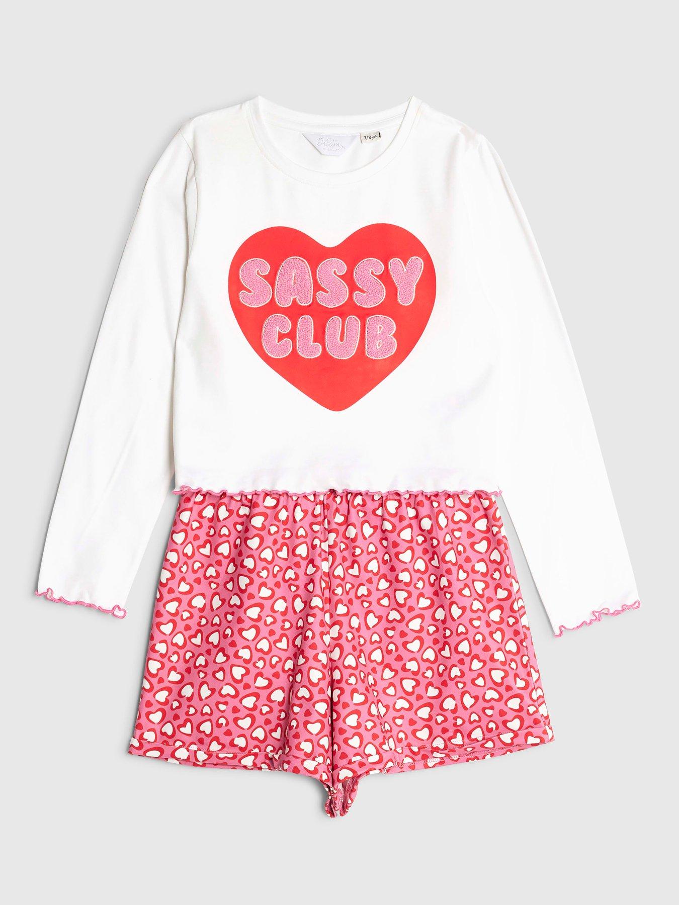  image of river-island-older-girls-sassy-club-long-sleeve-pyjamas-pink