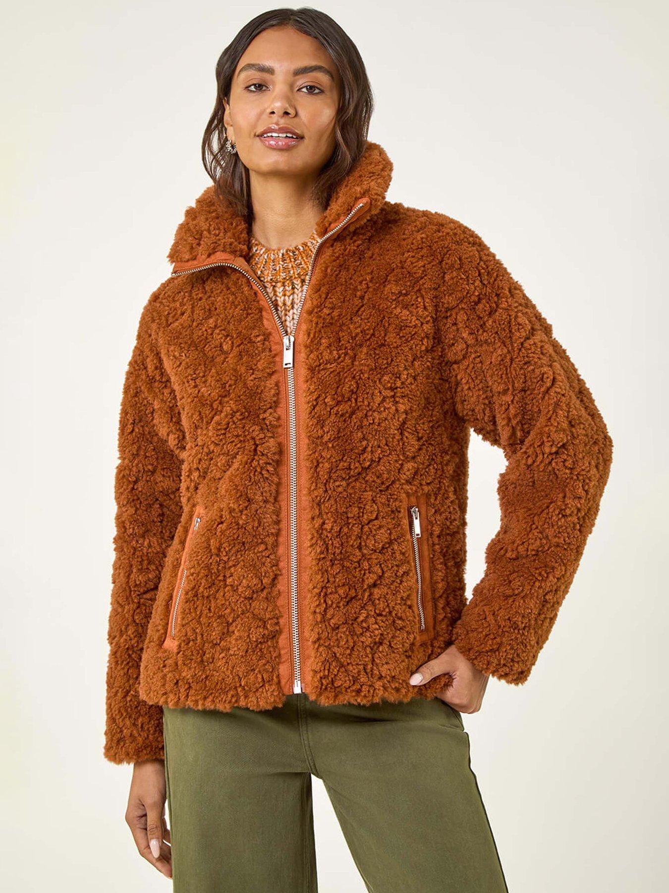 Roman Teddy Borg Bomber Coat - Brown