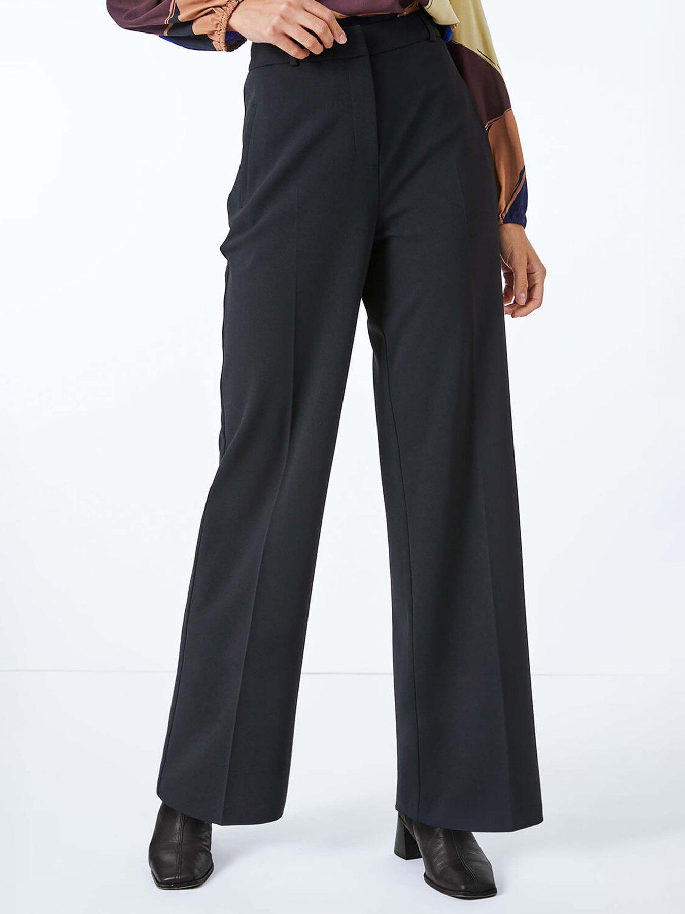 undefined Wide Leg Premium Stretch Trousers - Black