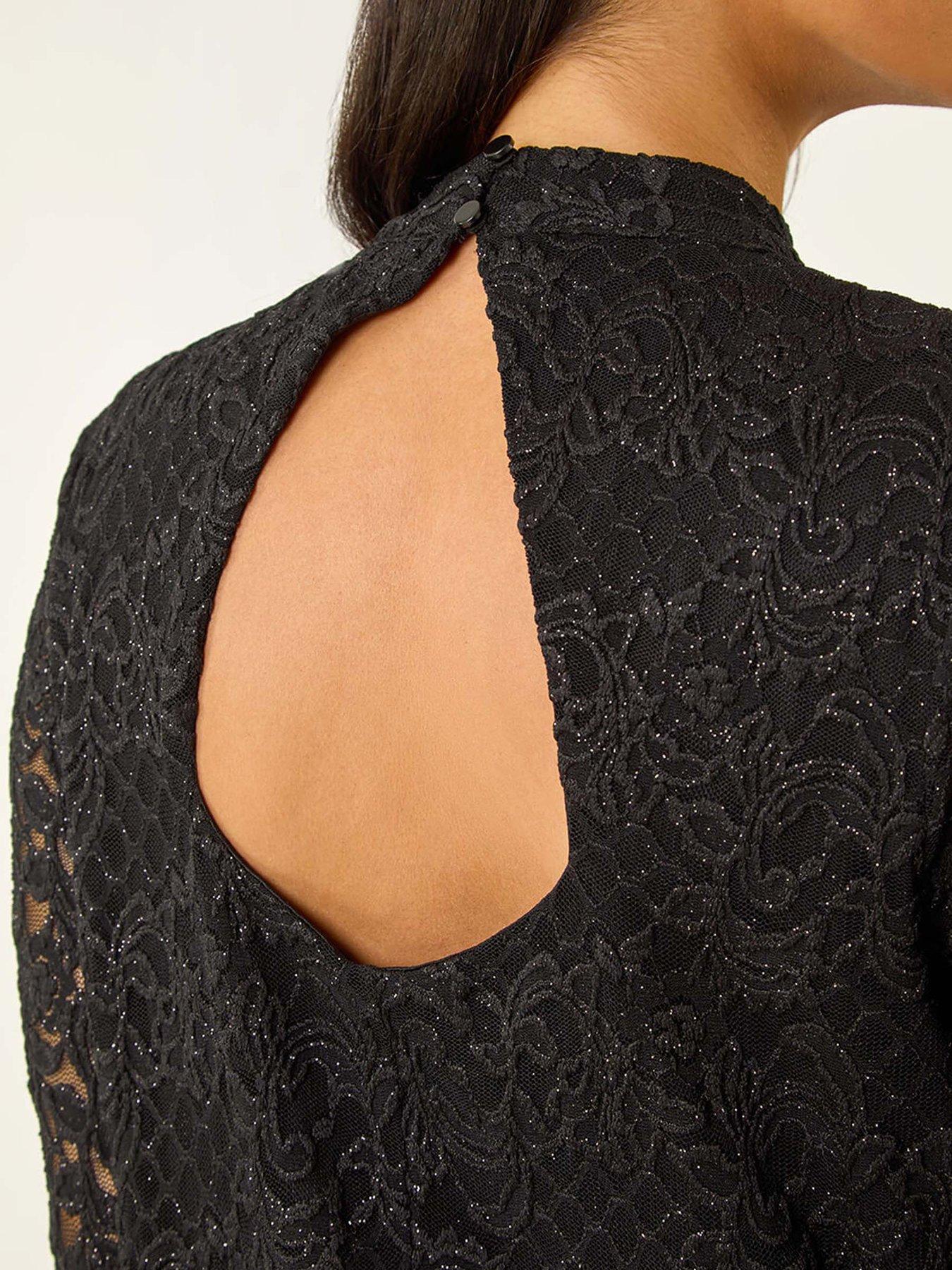  image of roman-dusk-baroque-lace-shift-dress-black