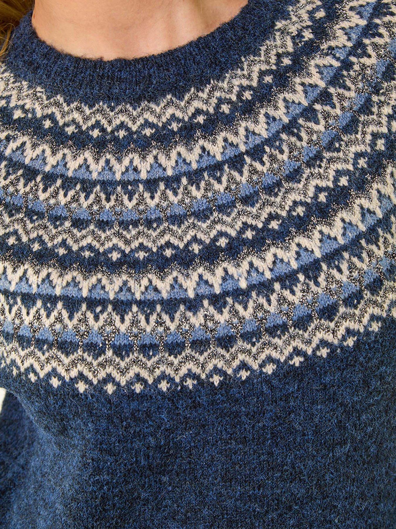 Image 5 of 5 of Roman Petite Metallic Fairisle Detail Knit Jumper - Navy