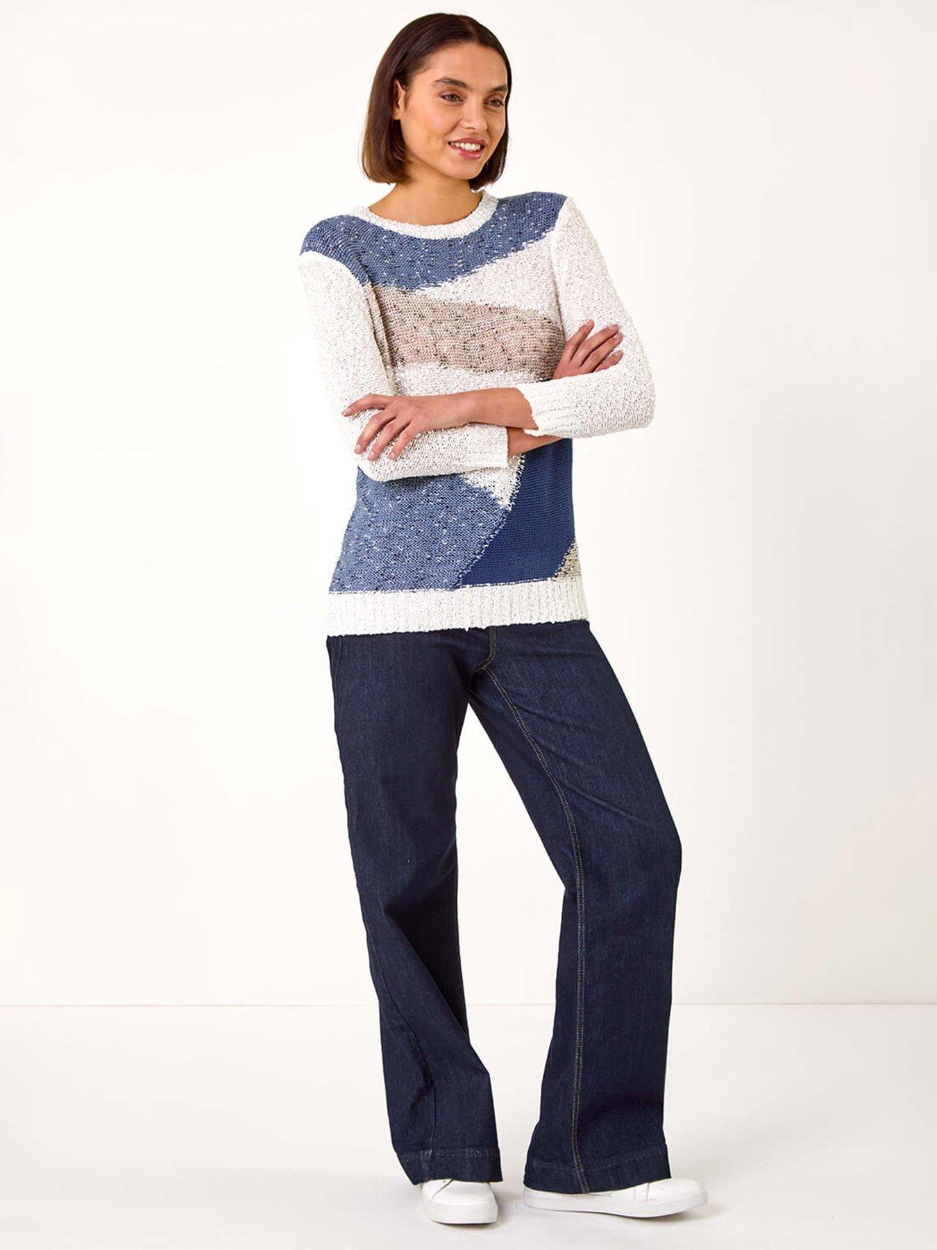 Image 3 of 5 of Roman Textured Colour Block Jumper - Blue