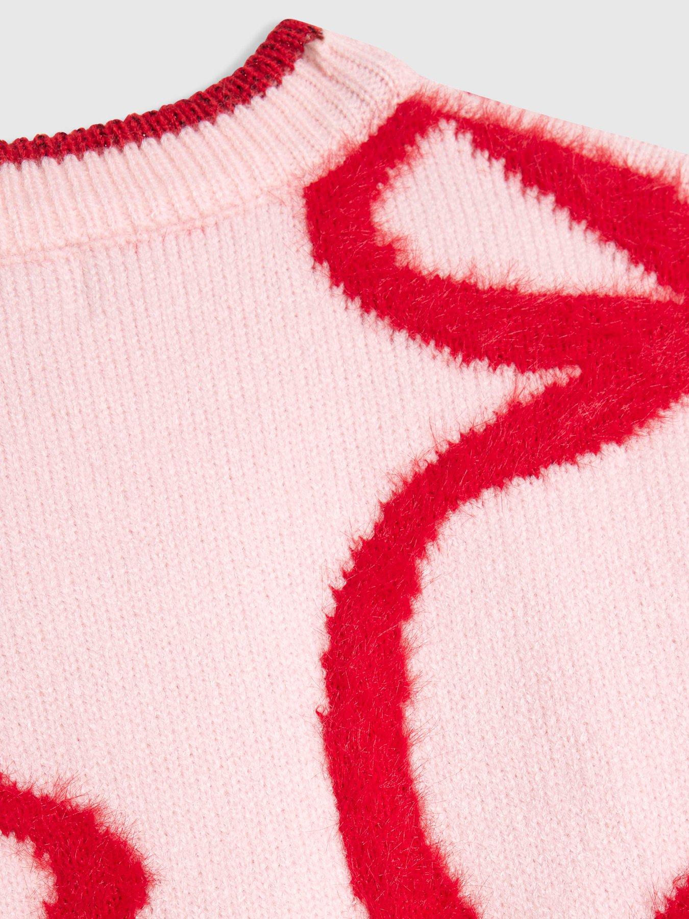 Image 4 of 5 of River Island Older Girls Fluffy Bow Jumper - Pink