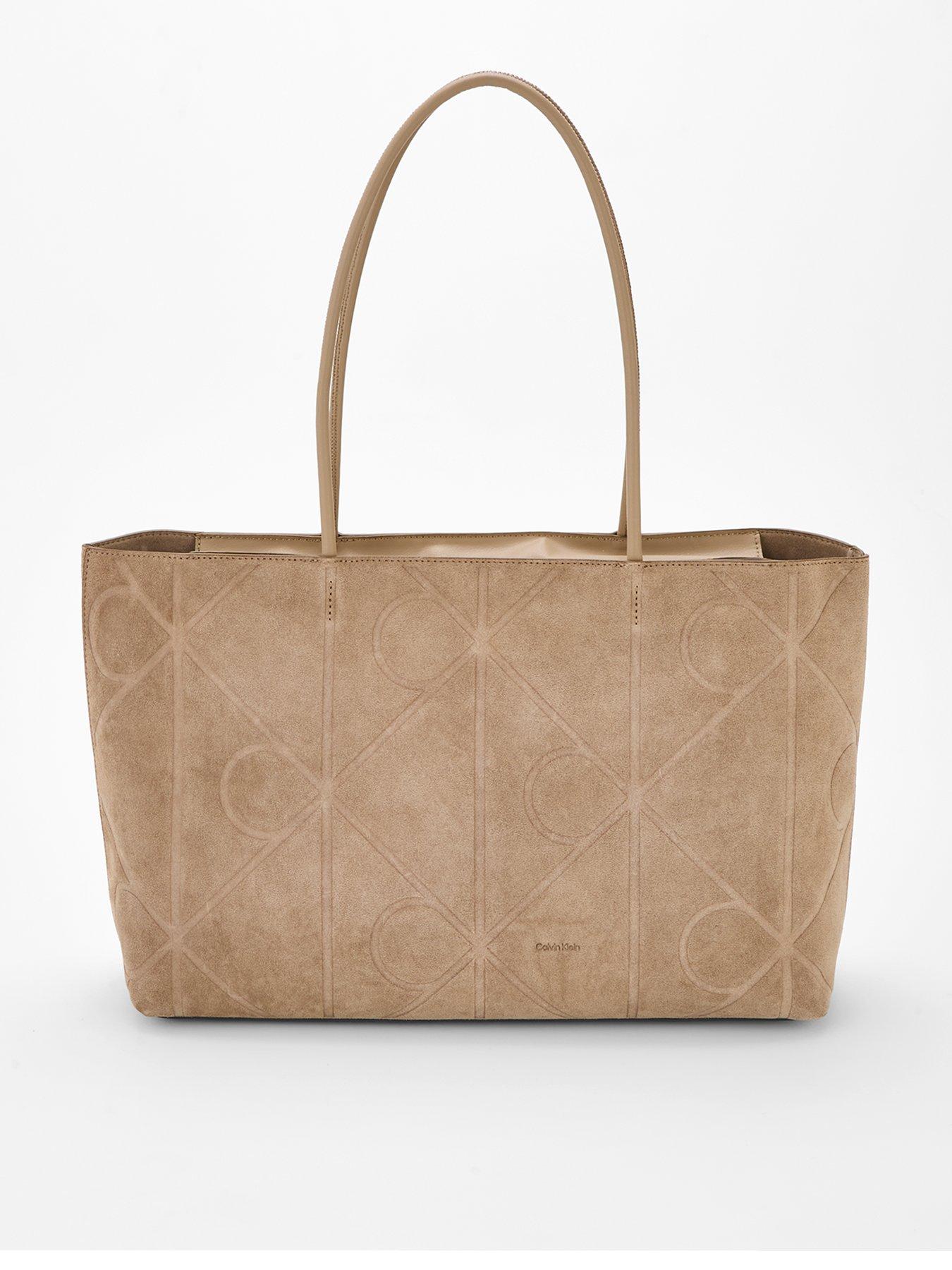 Image 1 of 5 of Calvin Klein Suede Tote Bag - Desert Taupe