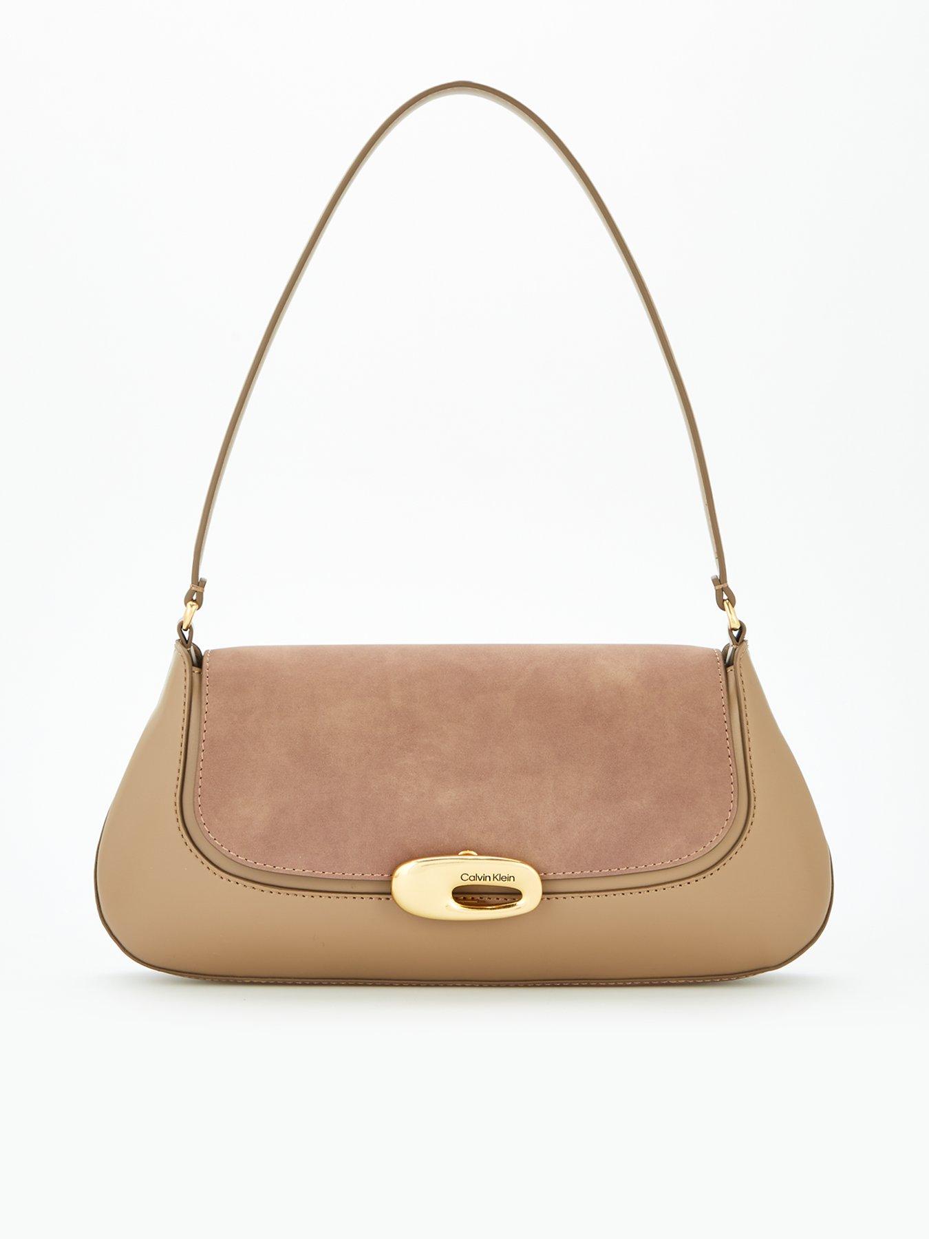 Calvin Klein Hardware Brushed Shoulder Bag - Desert Taupe