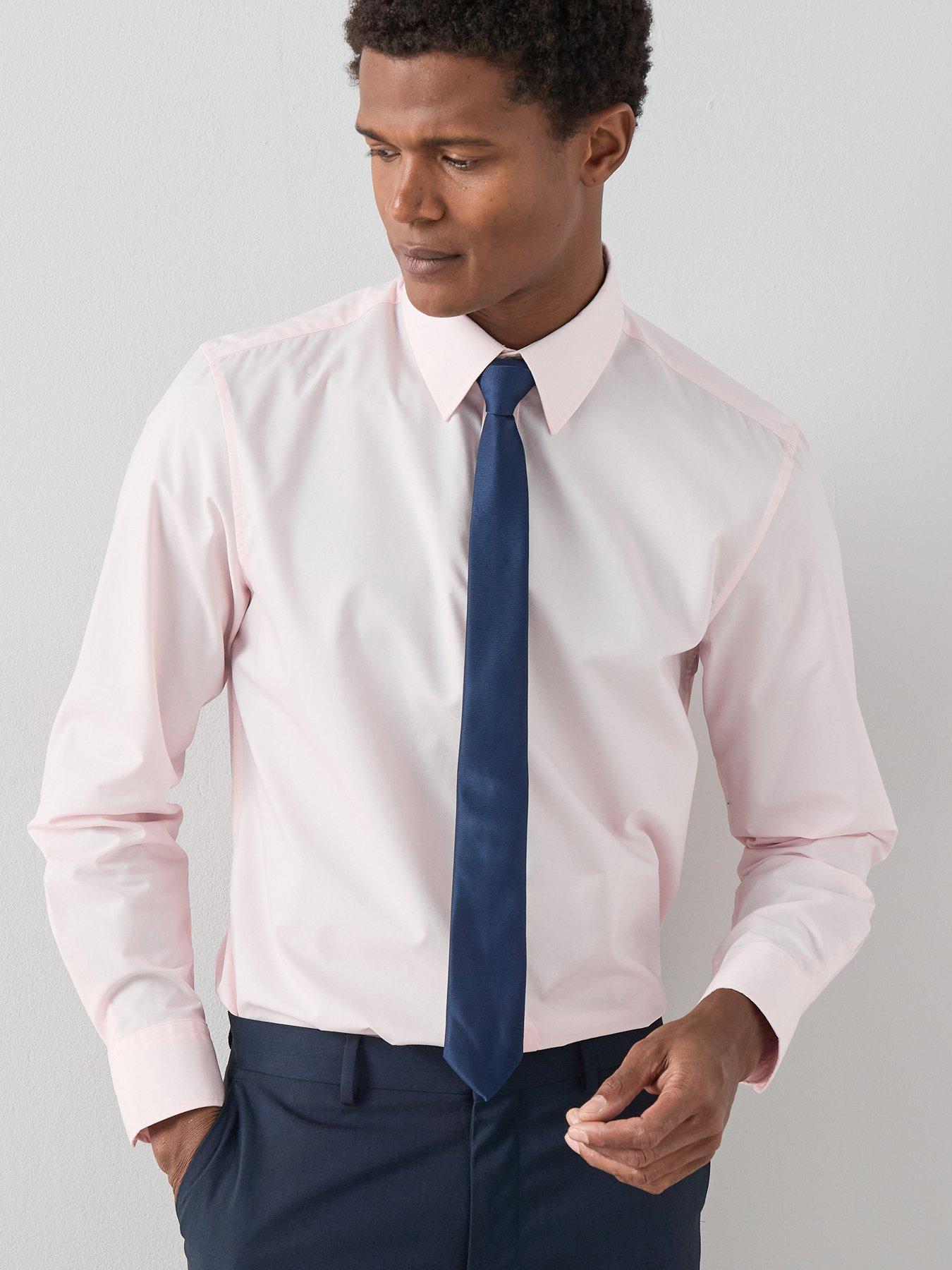The Very Collection Long Sleeve Regular Fit Easy Care Smart Shirt - Pink