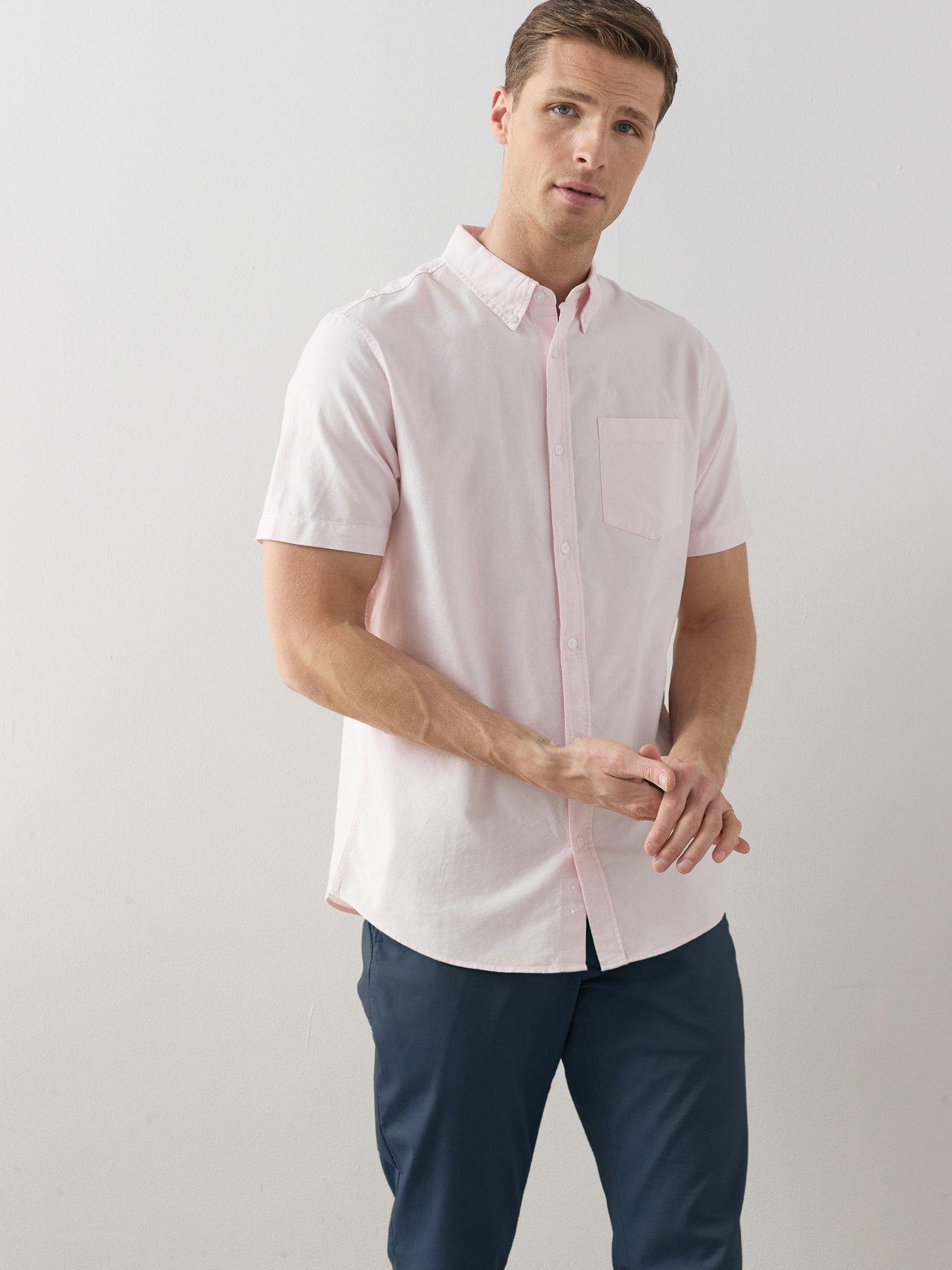 The Very Collection Pure Cotton Short Sleeve Button Down Oxford Shirt - Pink