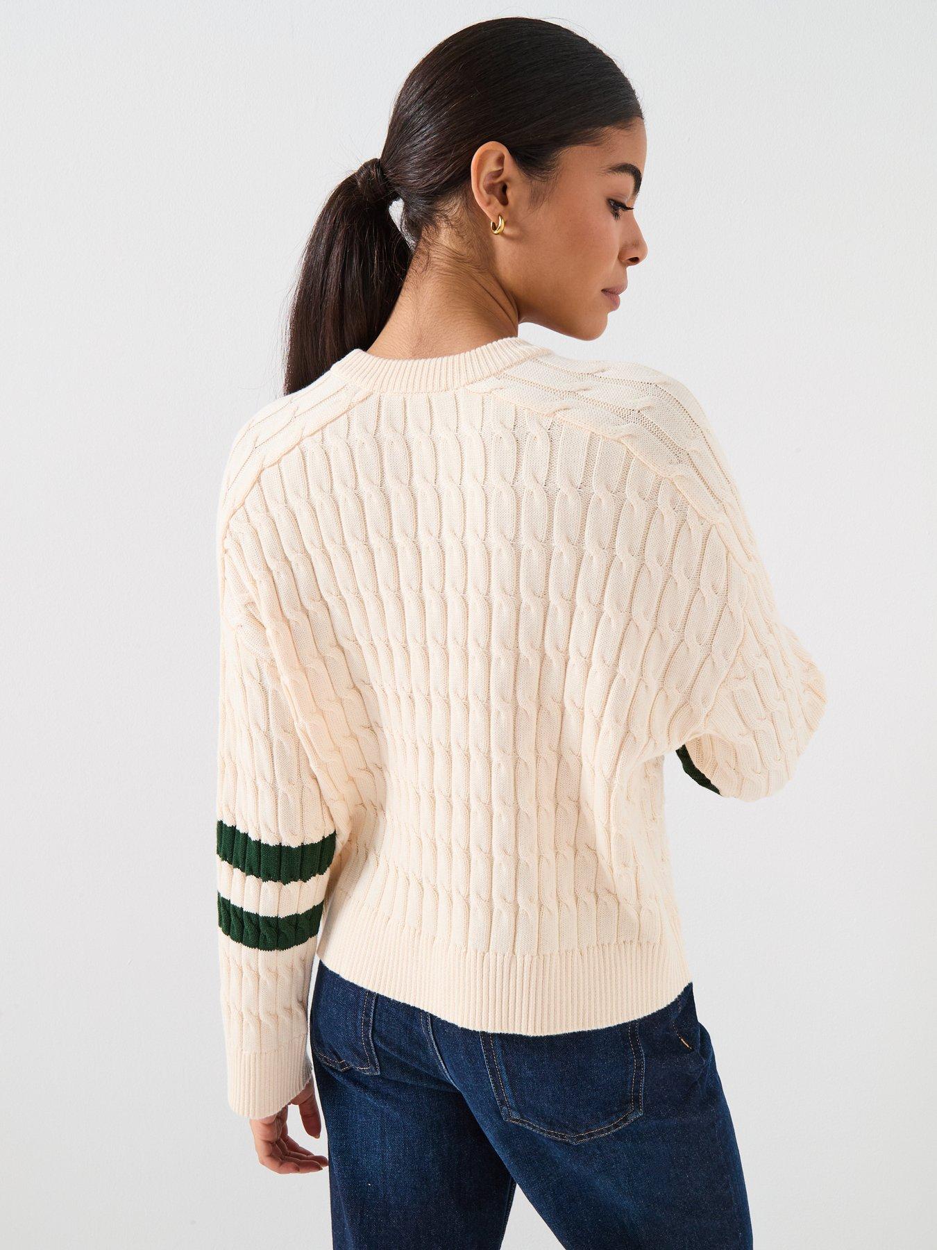 Image 2 of 6 of Tommy Hilfiger Textured Crew Neck Jumper - Cream