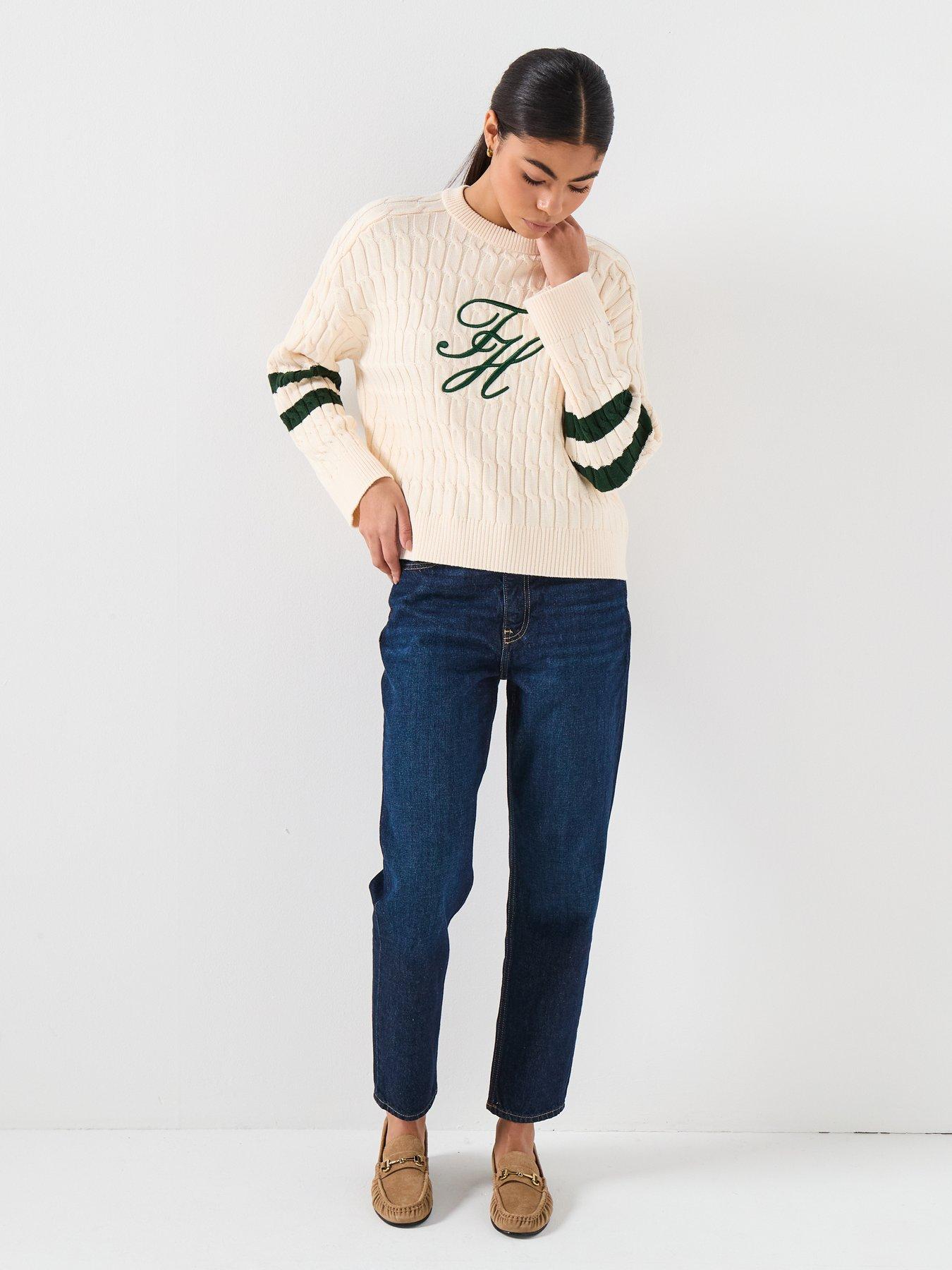 Image 3 of 6 of Tommy Hilfiger Textured Crew Neck Jumper - Cream