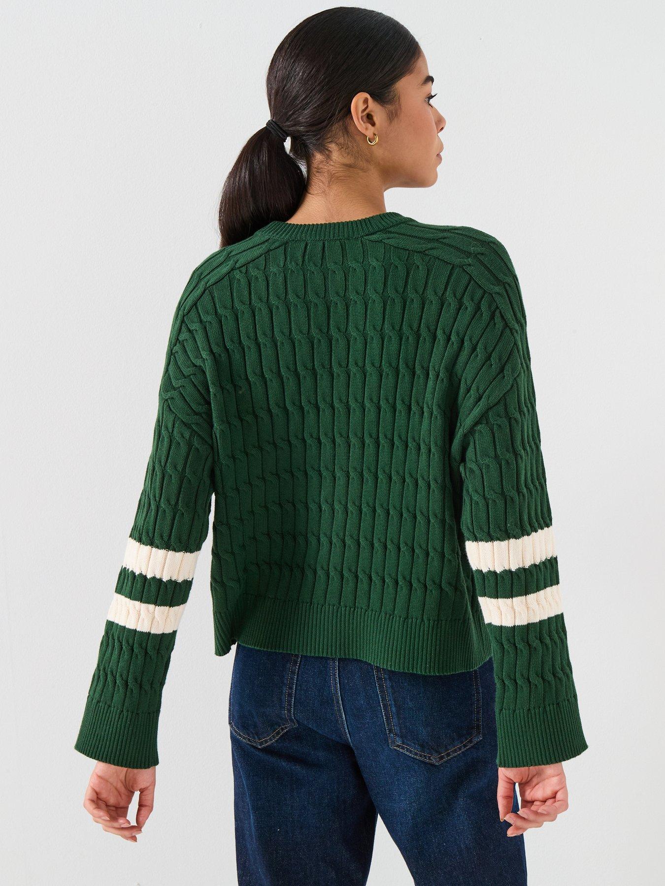 Image 2 of 6 of Tommy Hilfiger Textured Crew Neck Jumper - Green