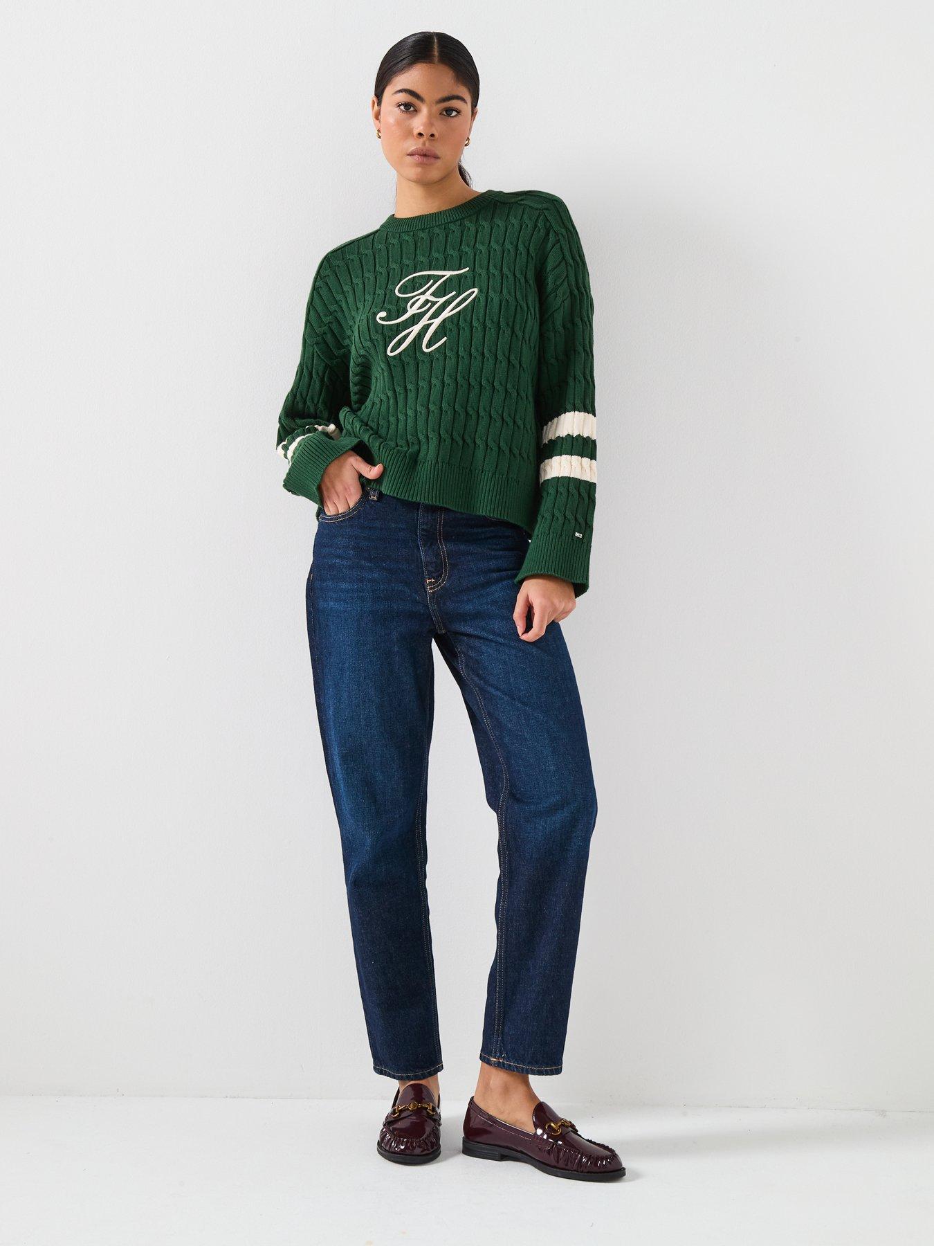 Image 3 of 6 of Tommy Hilfiger Textured Crew Neck Jumper - Green