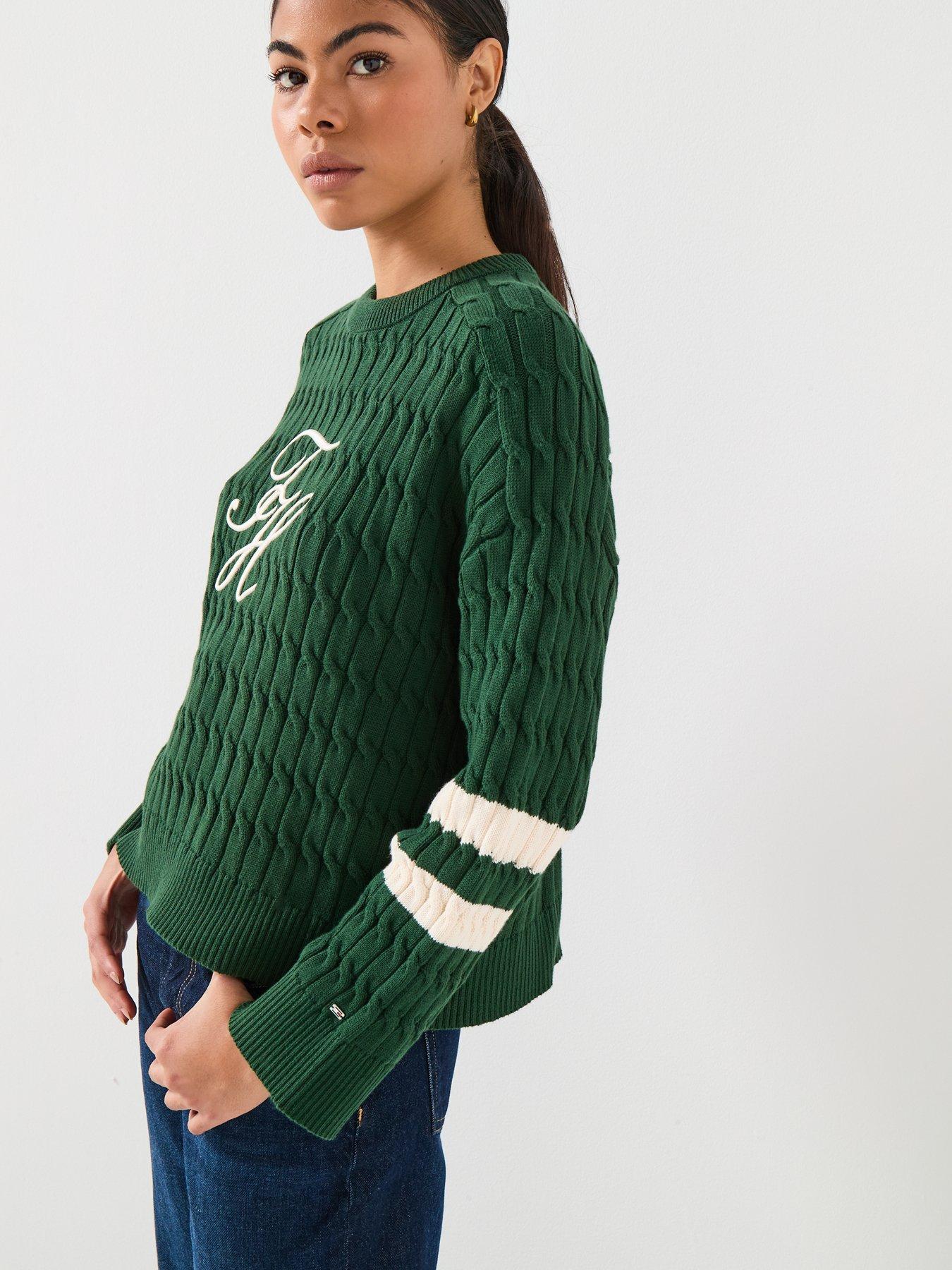 Image 4 of 6 of Tommy Hilfiger Textured Crew Neck Jumper - Green