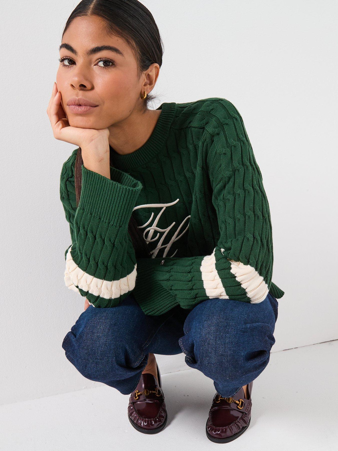 Image 6 of 6 of Tommy Hilfiger Textured Crew Neck Jumper - Green