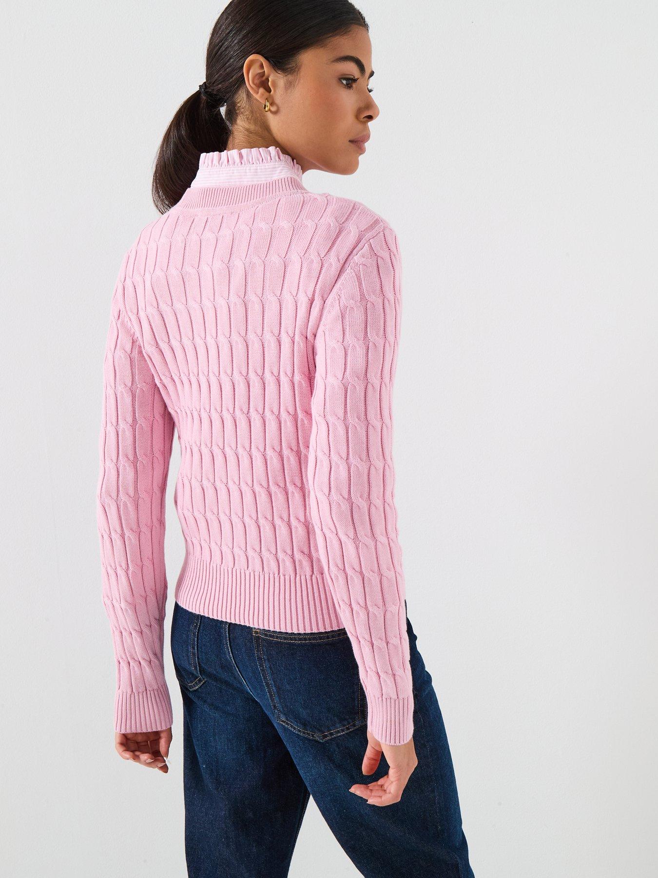 Image 2 of 6 of Tommy Hilfiger Cable Knit Long Sleeve Jumper - Bonita - Pink