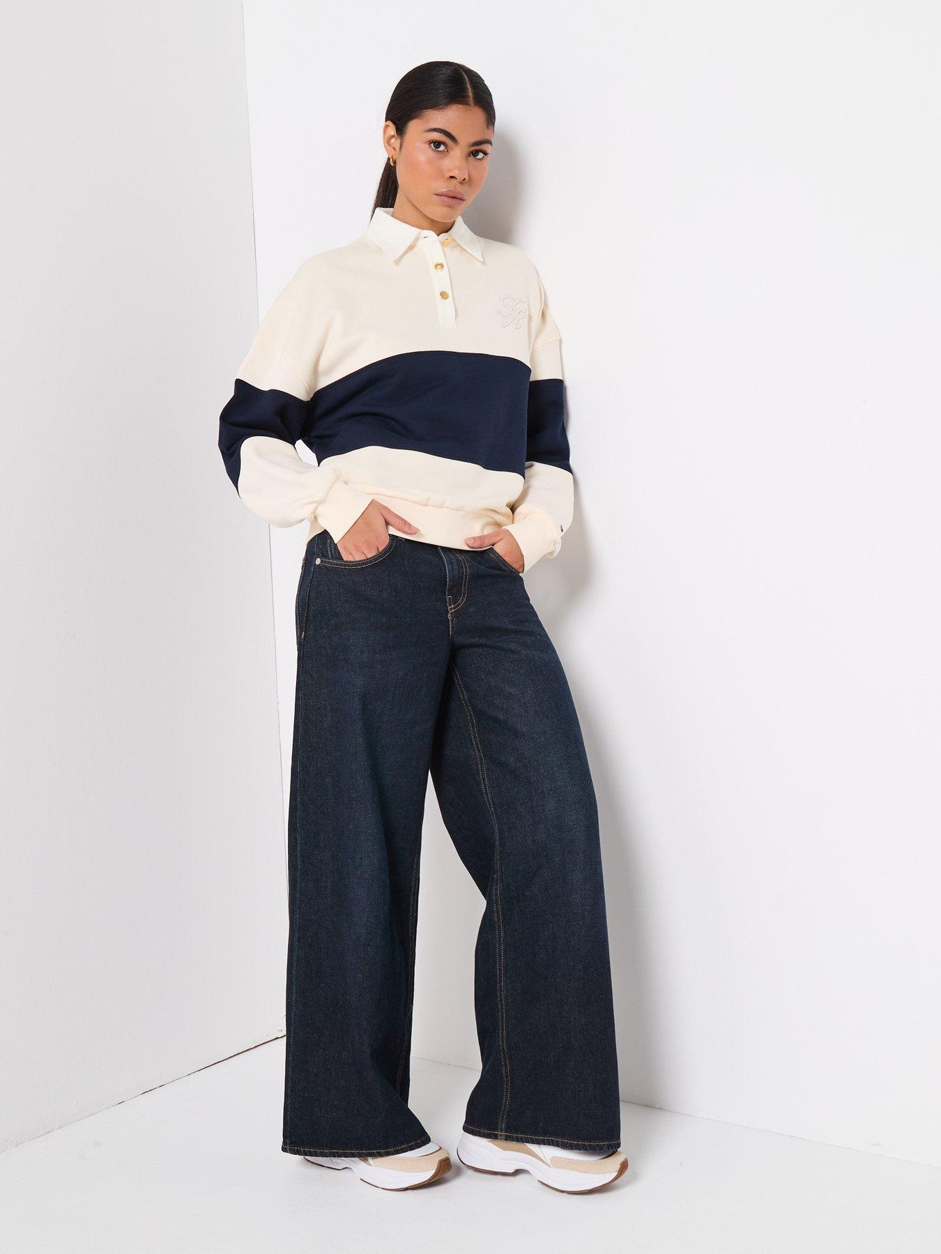 Image 4 of 6 of Tommy Hilfiger Gold Button Rugby Fleece Sweatshirt - Cream