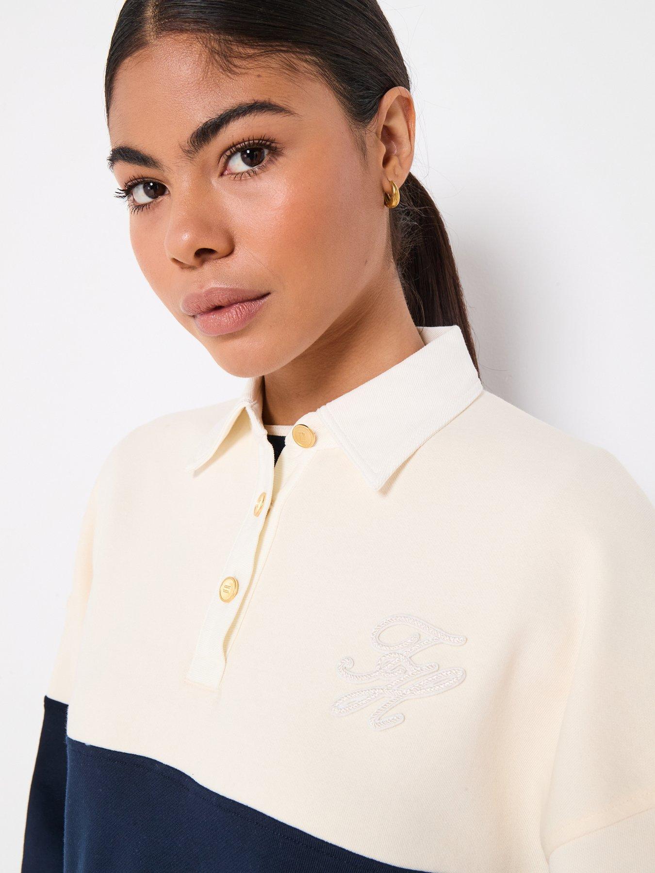 Image 6 of 6 of Tommy Hilfiger Gold Button Rugby Fleece Sweatshirt - Cream