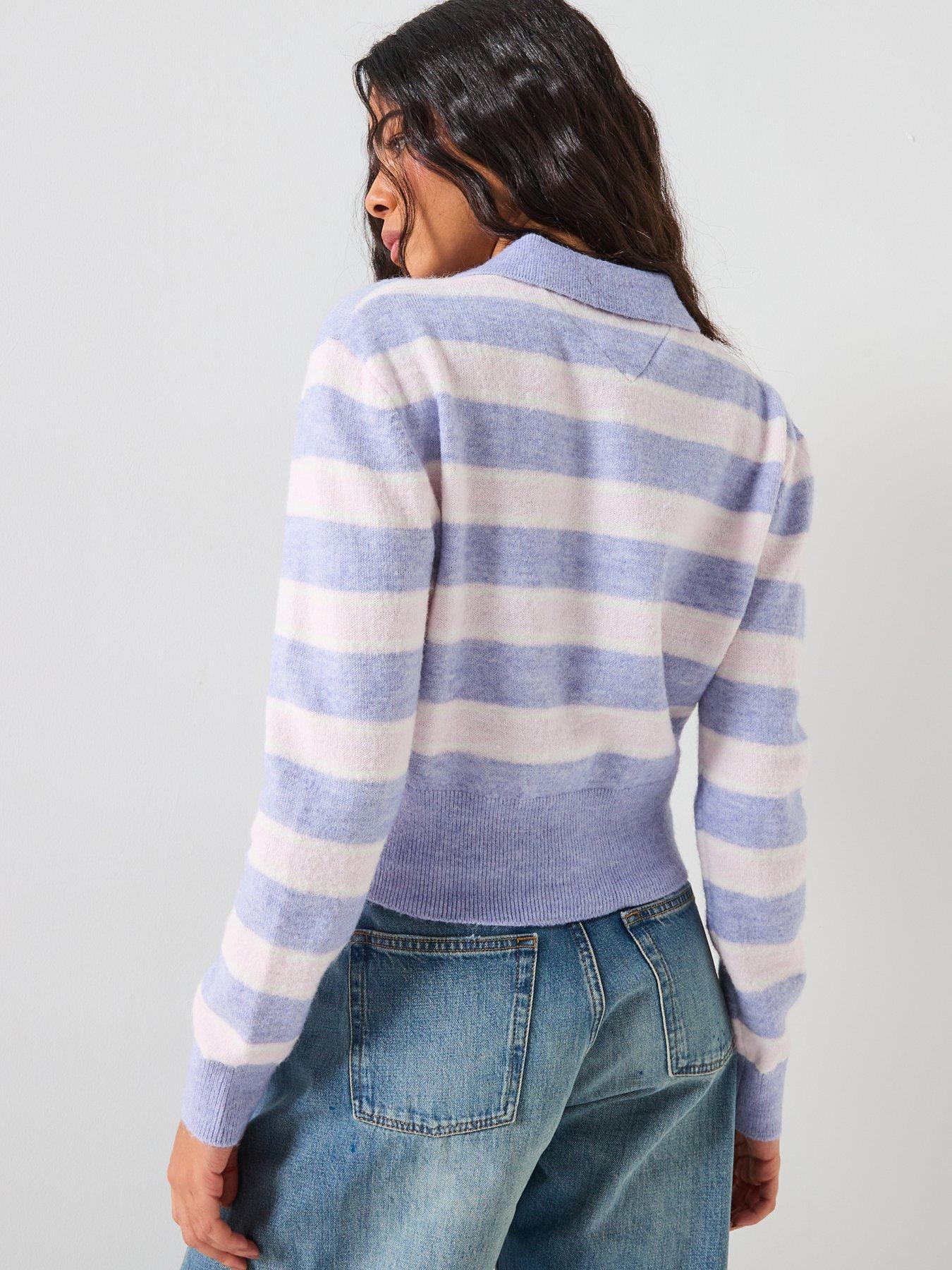 stillFront image of tommy-jeans-fluffy-polo-sweater-multi-stripe