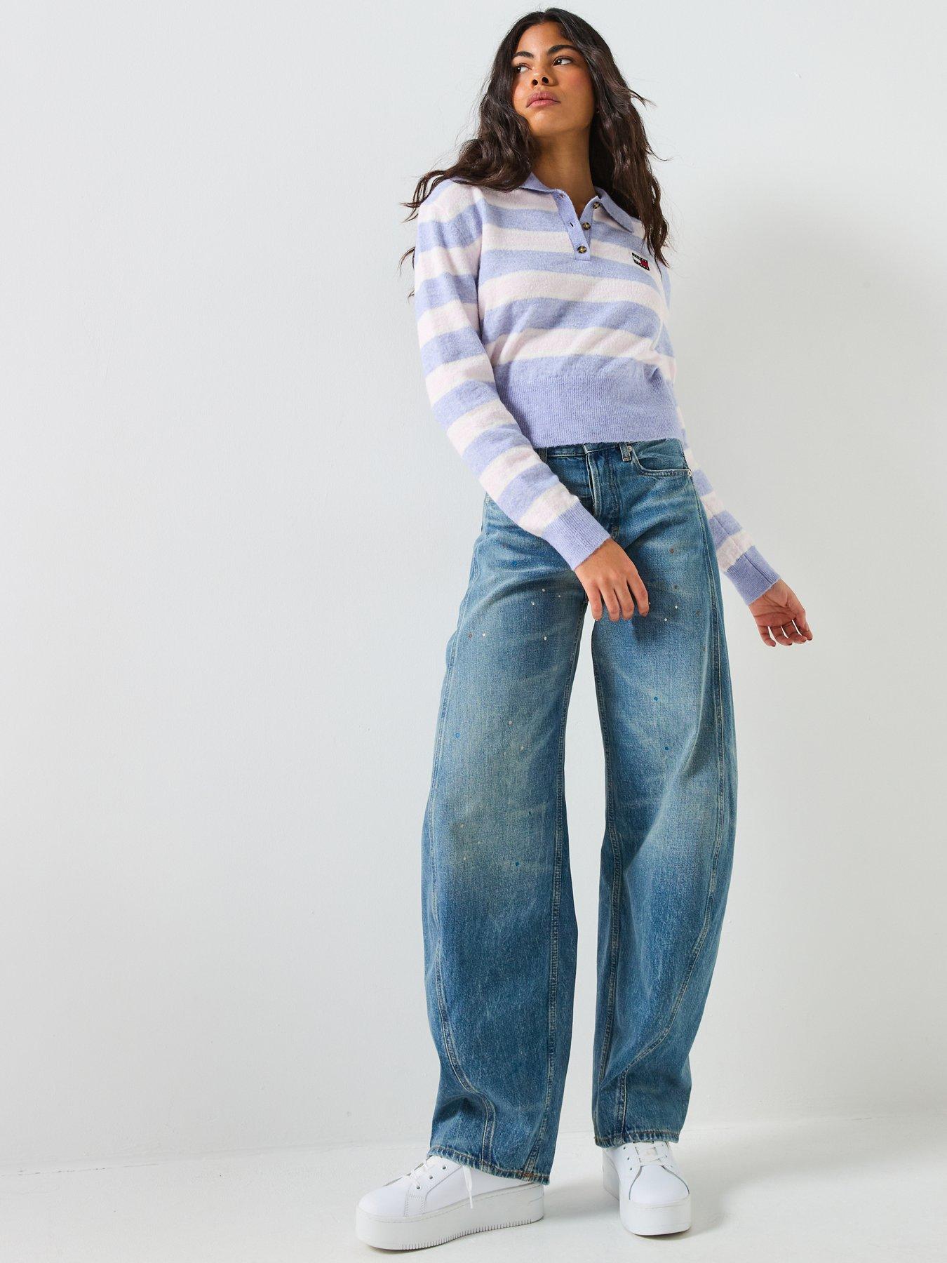  image of tommy-jeans-fluffy-polo-sweater-multi-stripe