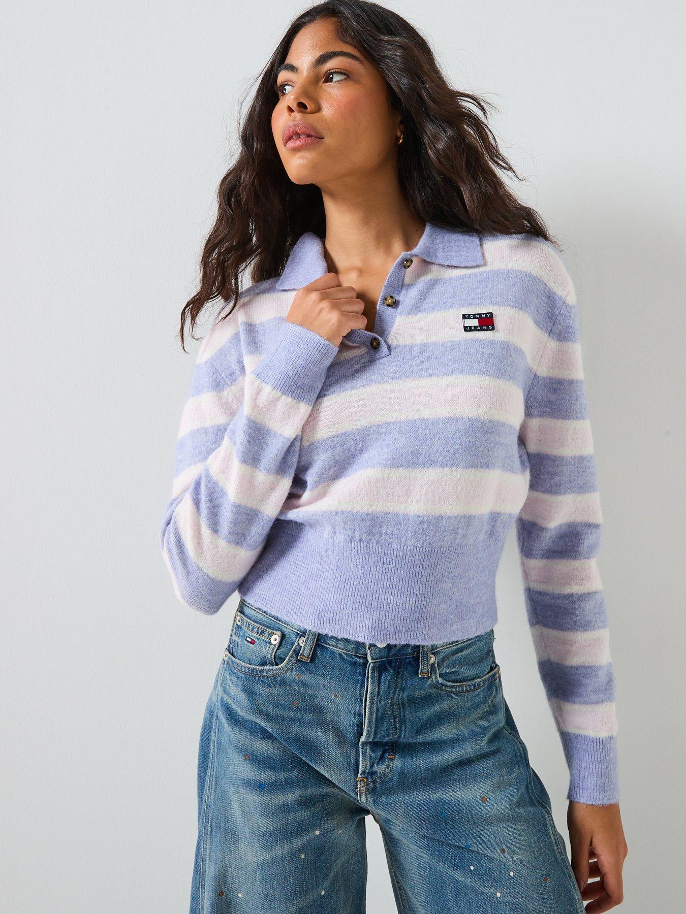  image of tommy-jeans-fluffy-polo-sweater-multi-stripe