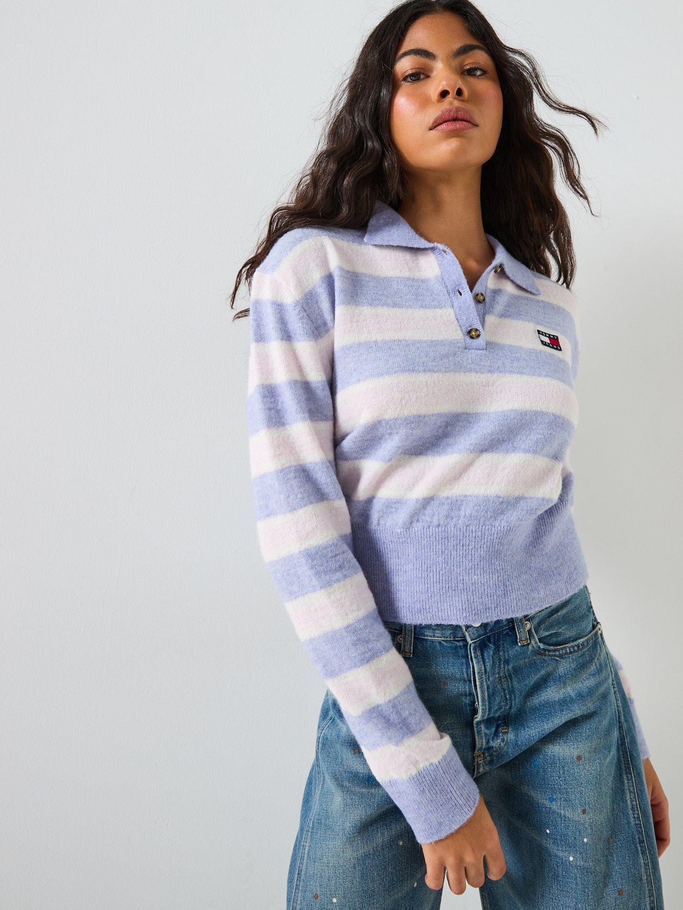  image of tommy-jeans-fluffy-polo-sweater-multi-stripe