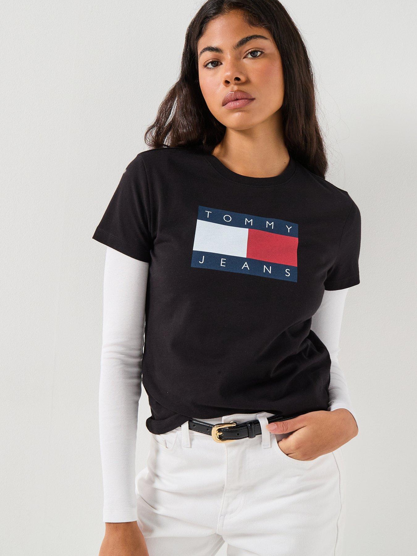 Tommy Jeans Logo Flag T-Shirt - Black