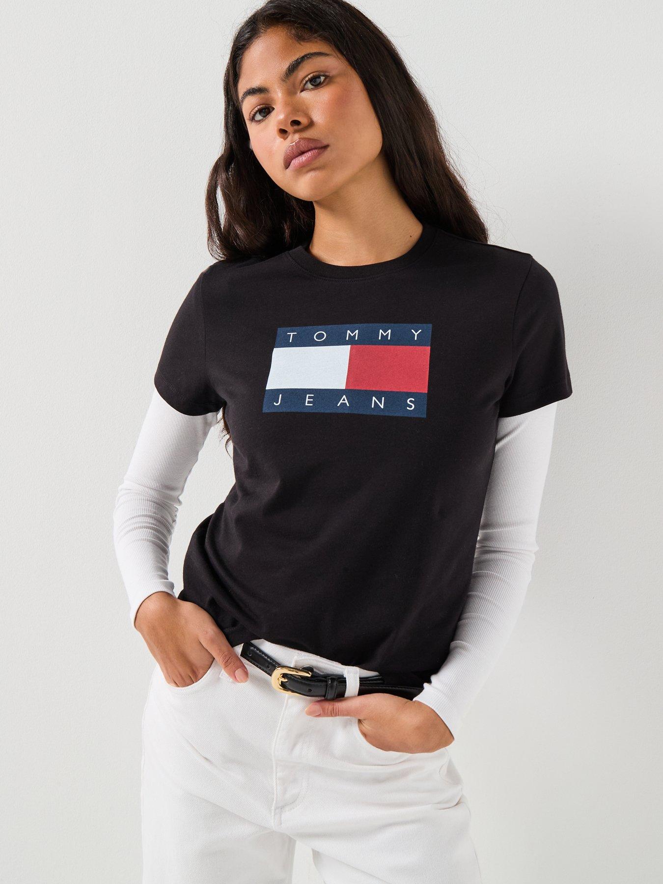  image of tommy-jeans-logo-flag-t-shirt-black