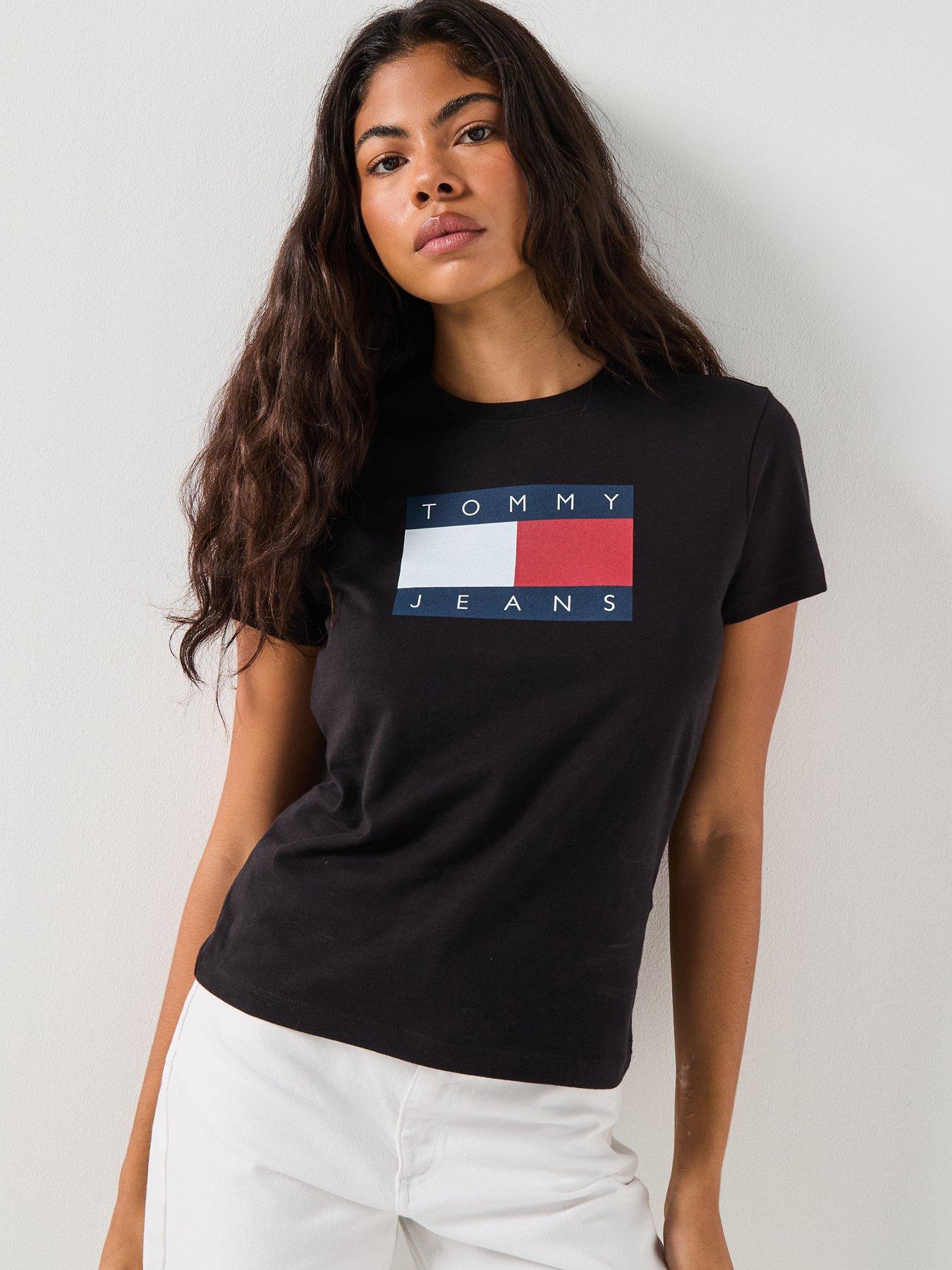  image of tommy-jeans-logo-flag-t-shirt-black